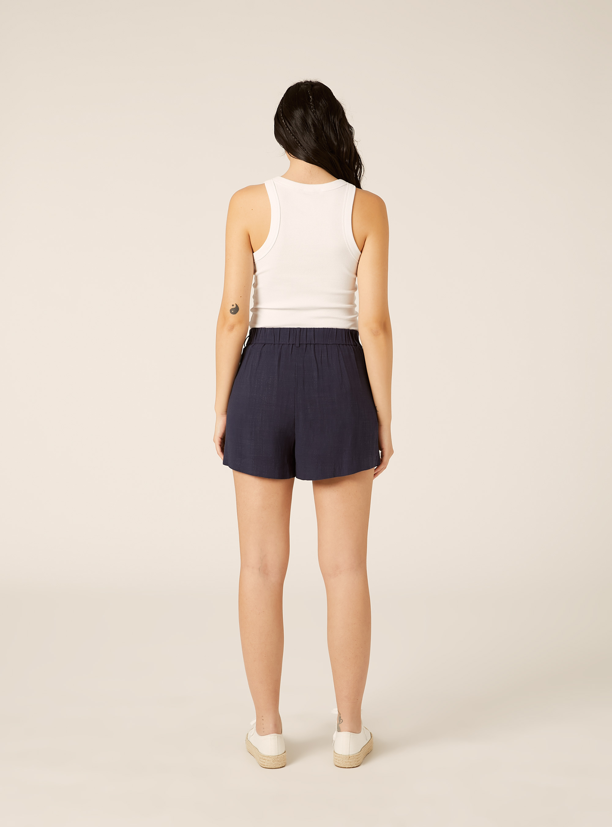 Shorts Sastreros en mezcla de Lino, NA2 NAVY MEDIUM