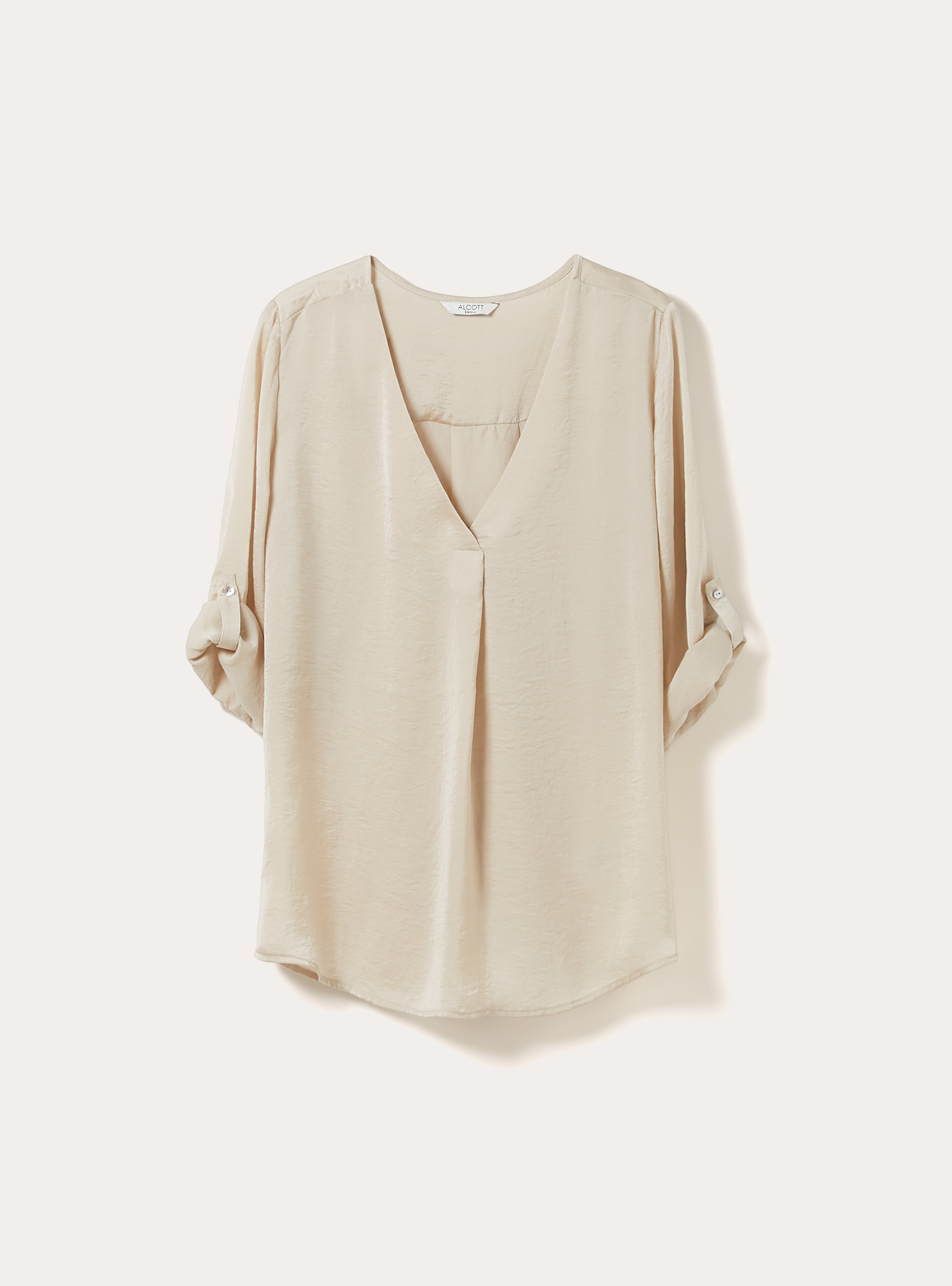 Blouse &agrave; encolure unie, BG3 BEIGE LIGHT