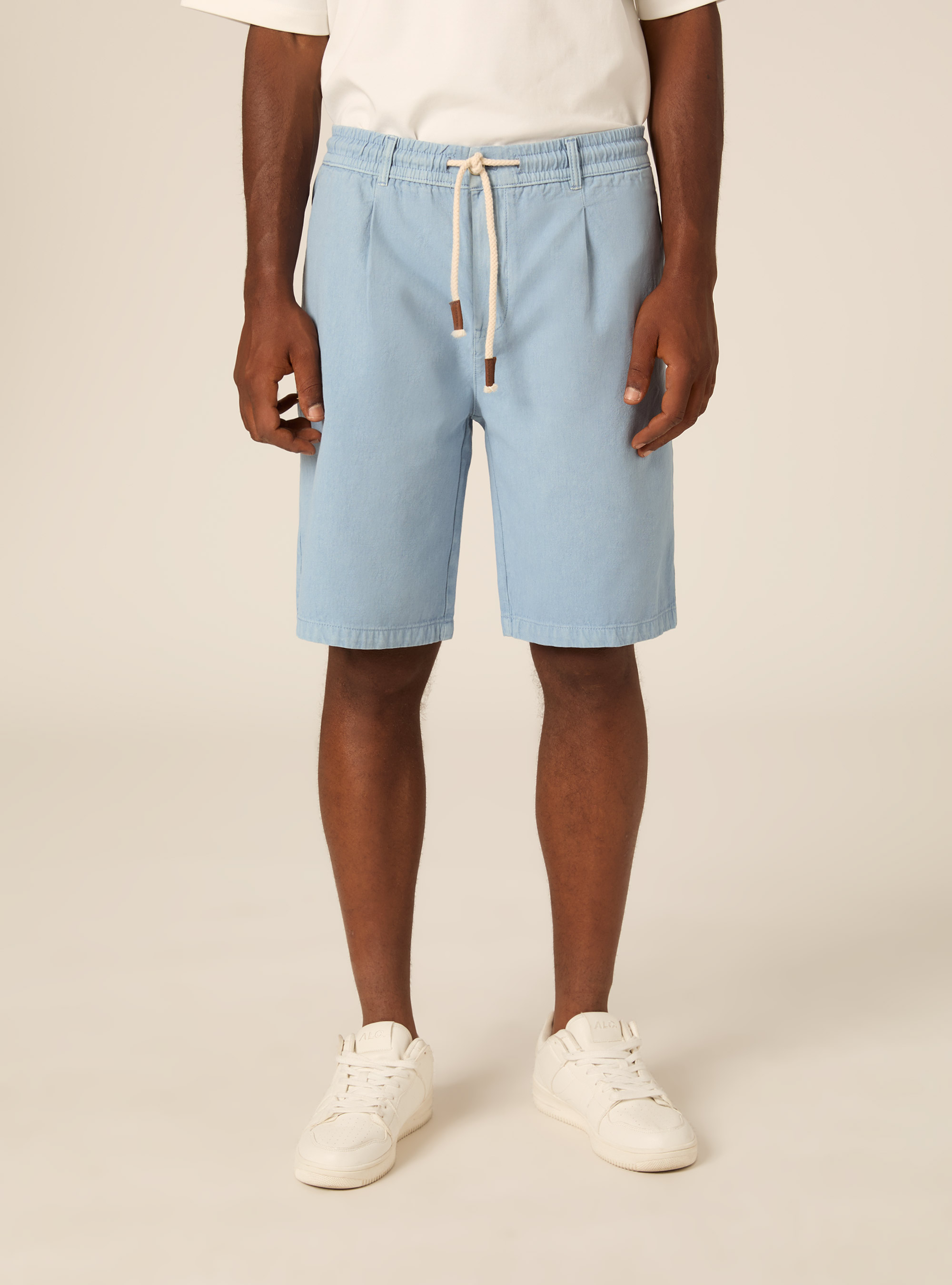 Bermuda in baby twill di cotone, AZZURRO MEDIO