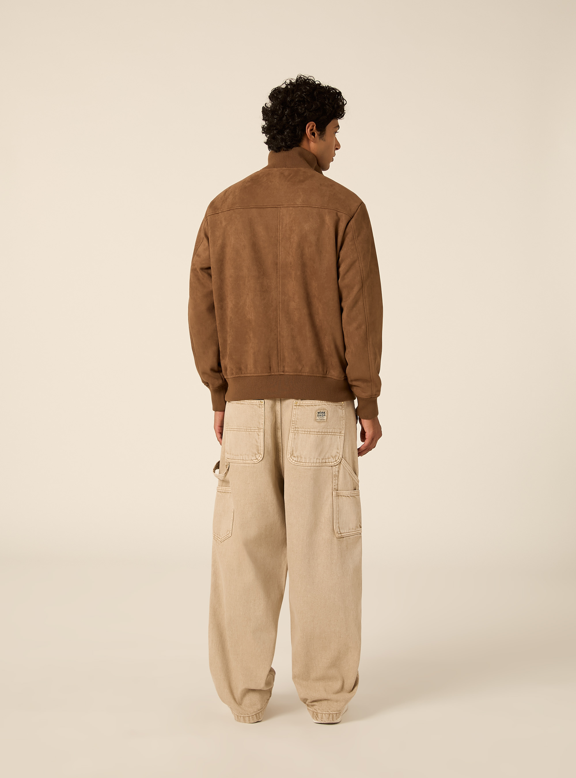 Faux suede high neck zip jacket, TB2 TOBACCO MEDIUM