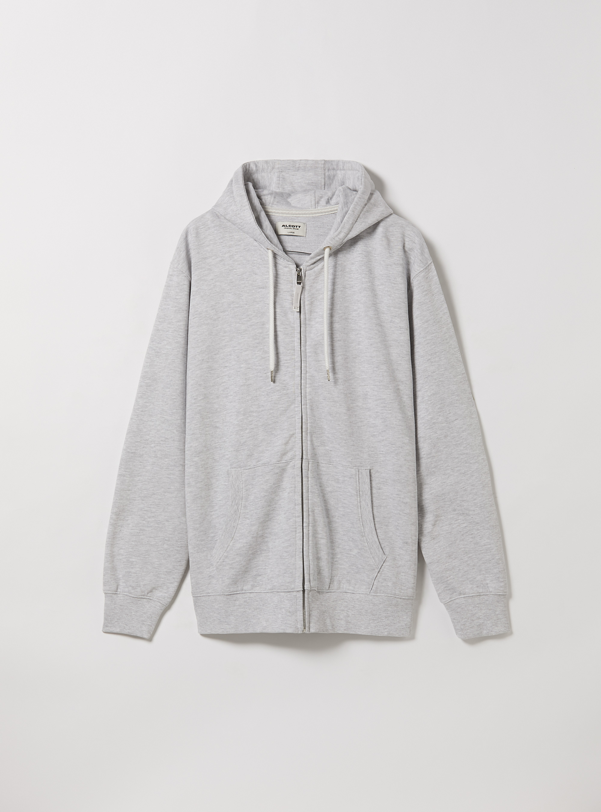 Zip et sweat &agrave; capuche en coton, MGY3 GREY MEL LIGHT