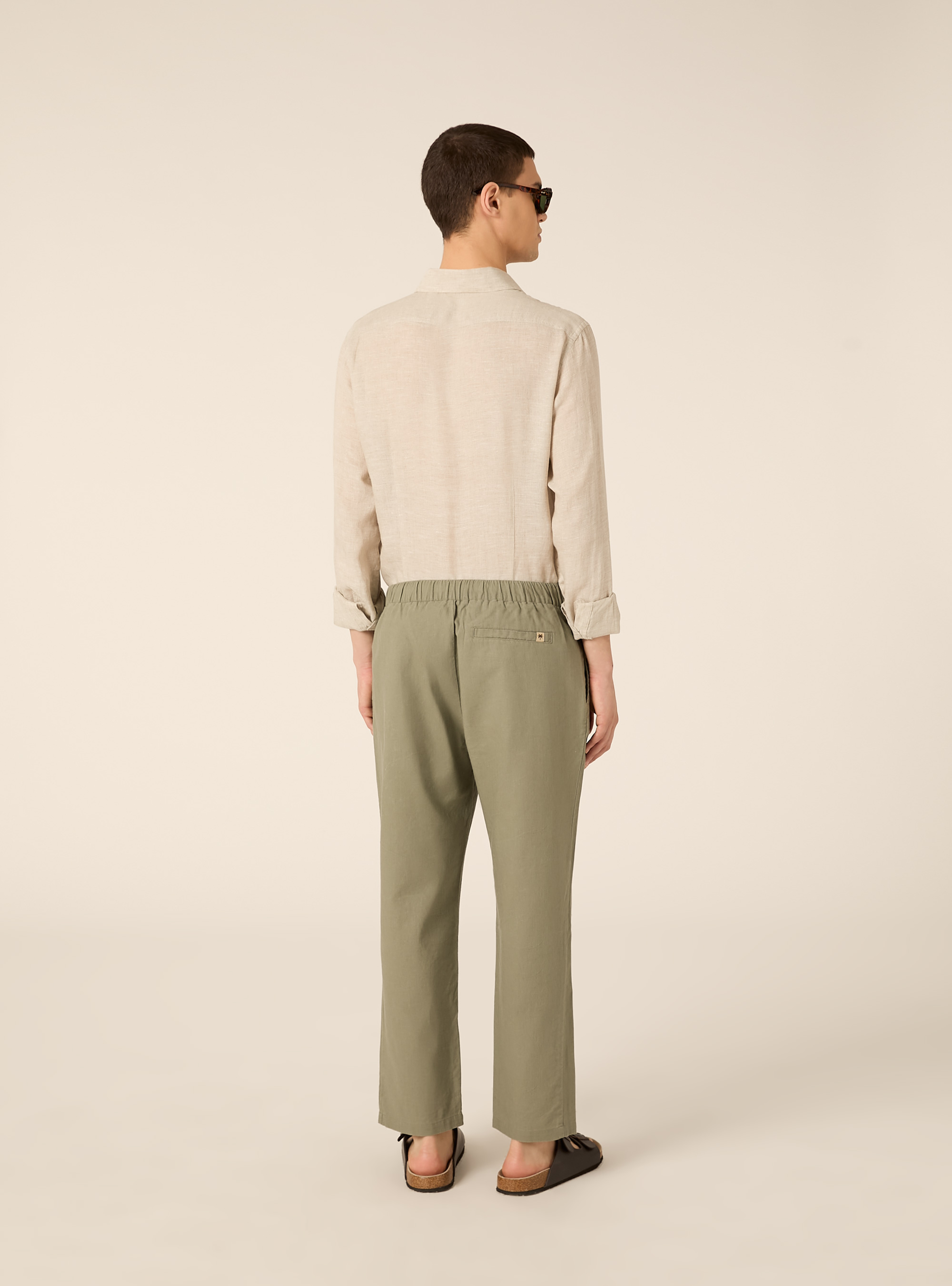 Linen-blend jogger pants, KY2 KAKY MEDIUM