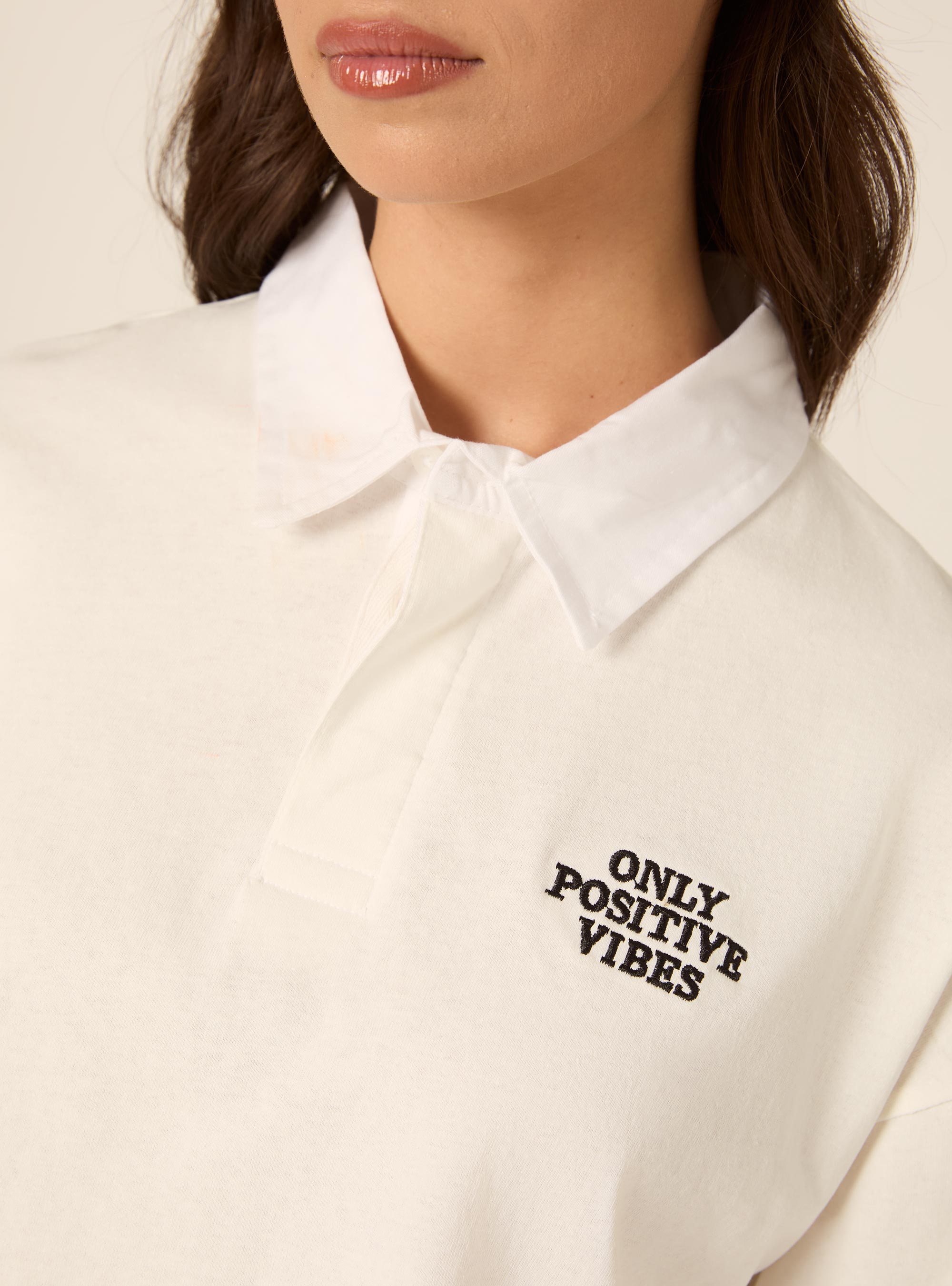 Polo Court Oversize &agrave; Broderie, WH1 OFF WHITE
