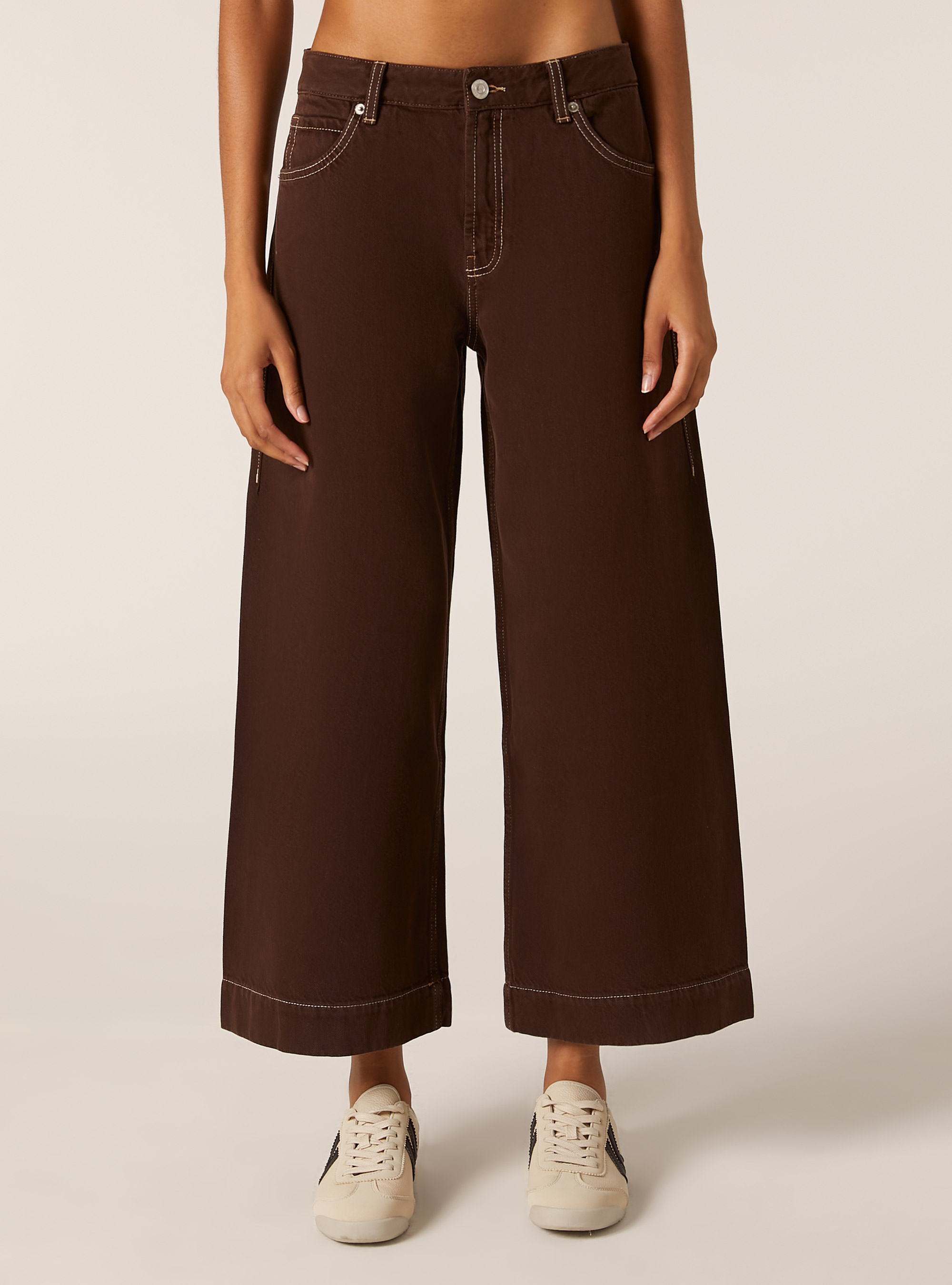 Jean crois&eacute; &agrave; jambe large de couleur, BR2 BROWN MEDIUM