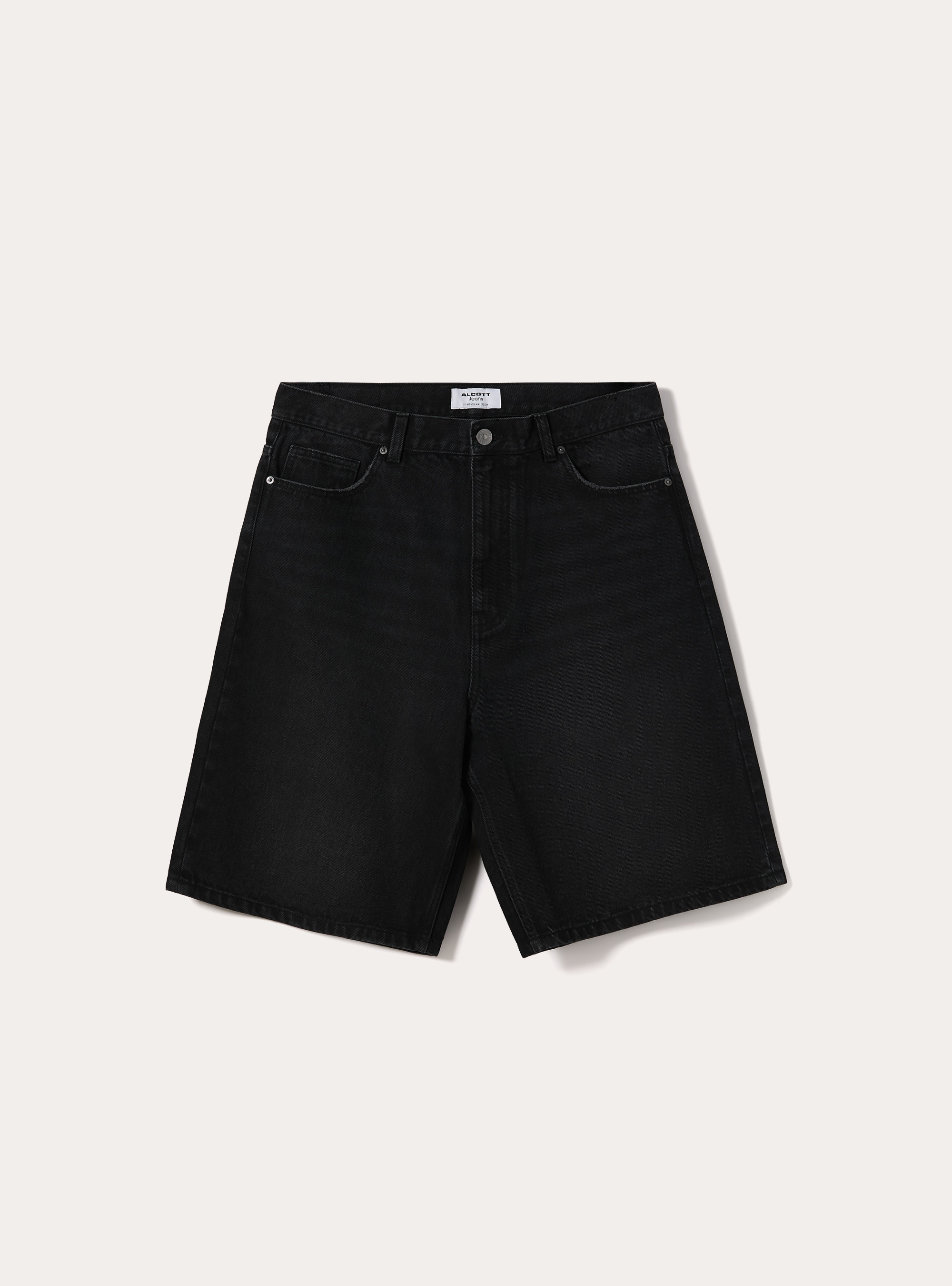Pantalones cortos de denim de corte holgado, D000 BLACK