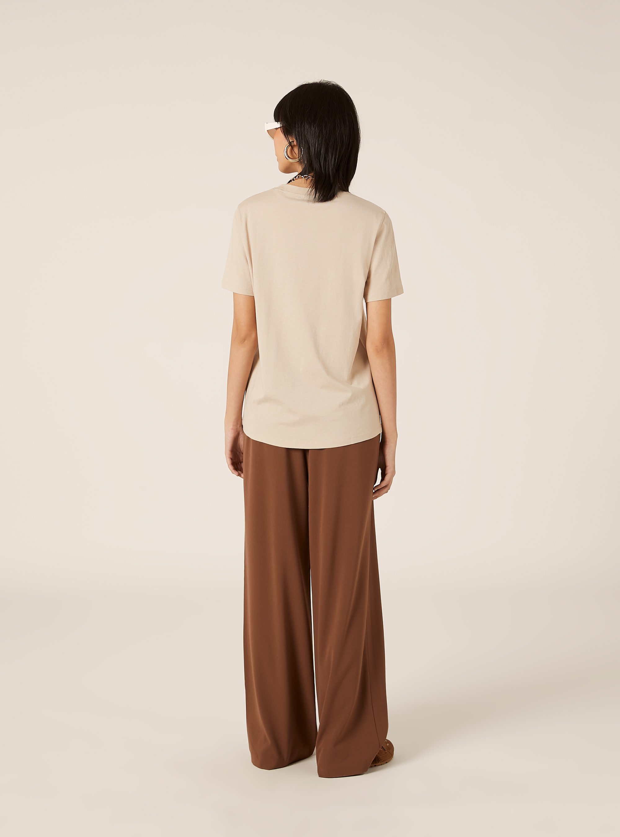Camiseta de cuello redondo de algod&oacute;n, BG2 BEIGE MEDIUM