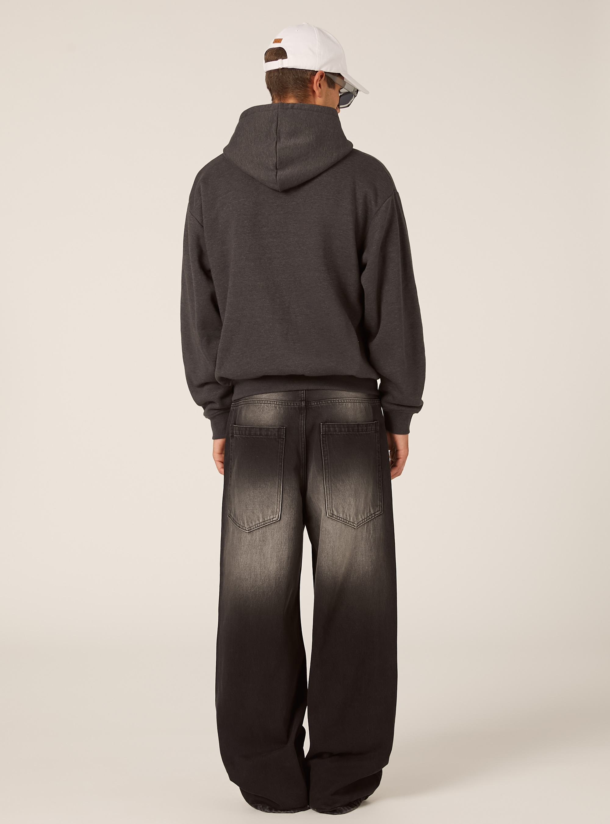 Sweat &agrave; capuche coupe boxy, MGY1 GREY MEL DARK