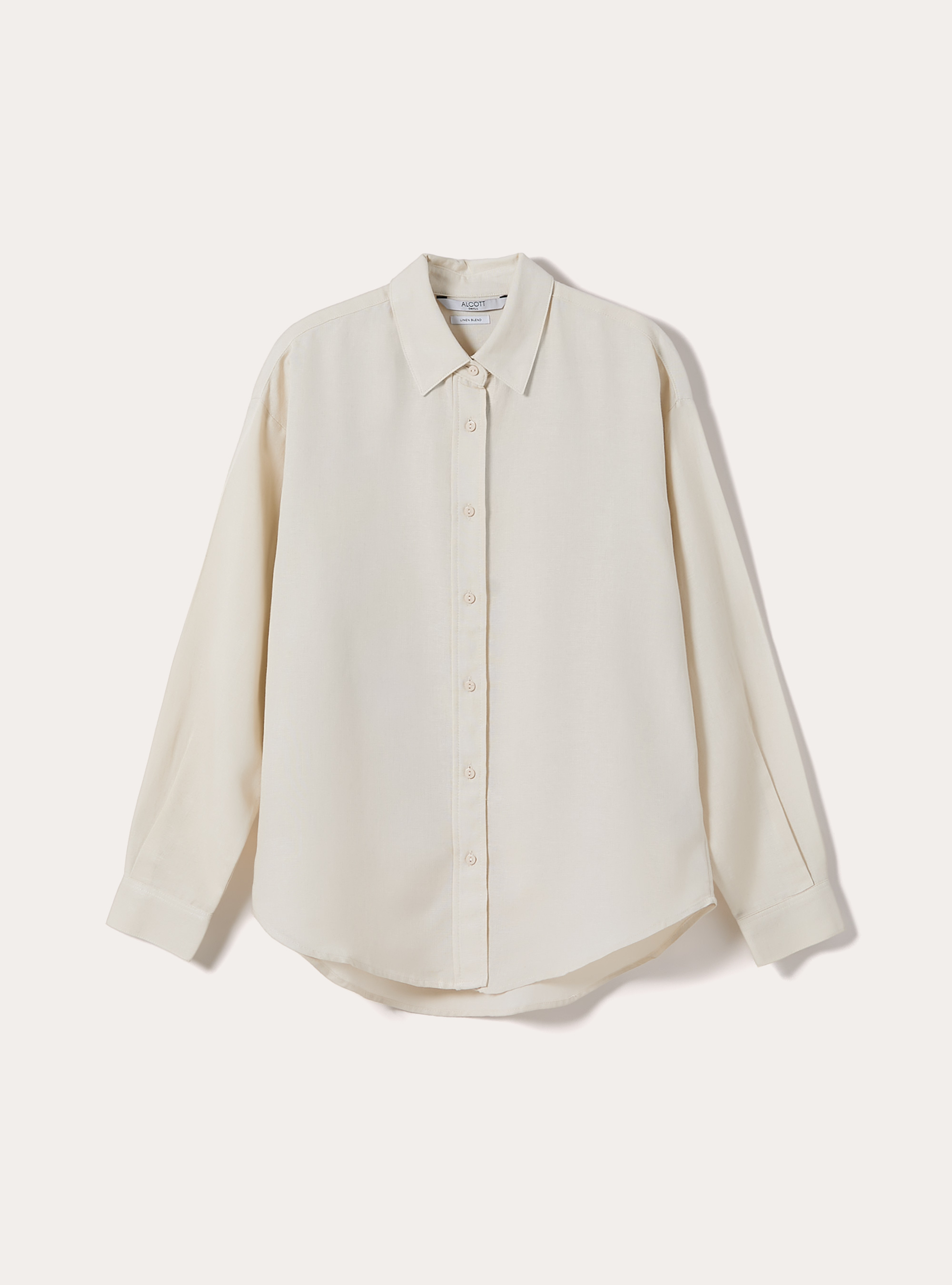 Camicia in misto lino, CREMA MEDIO