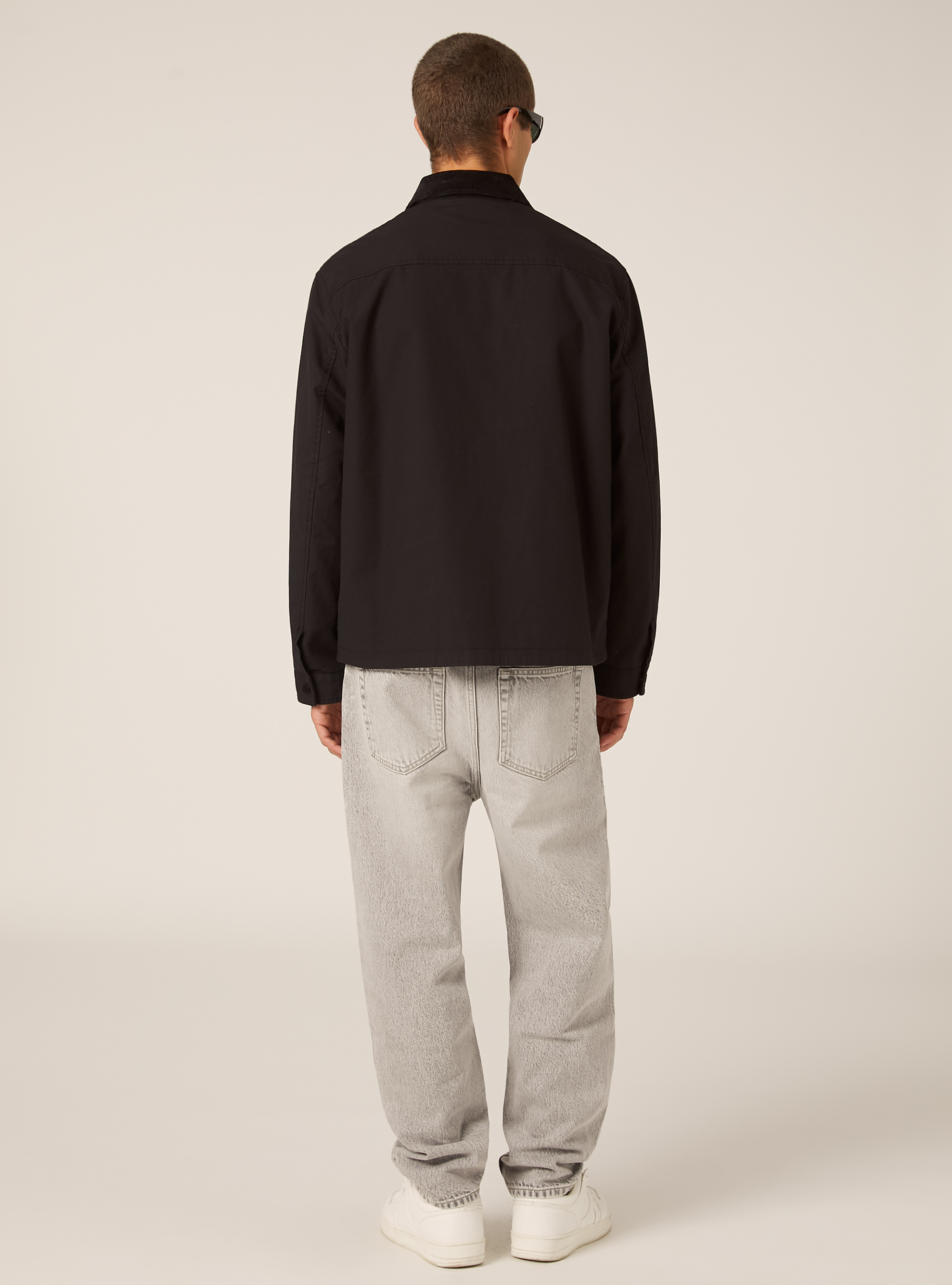 Veste en toile coupe carr&eacute;e, BK1 BLACK