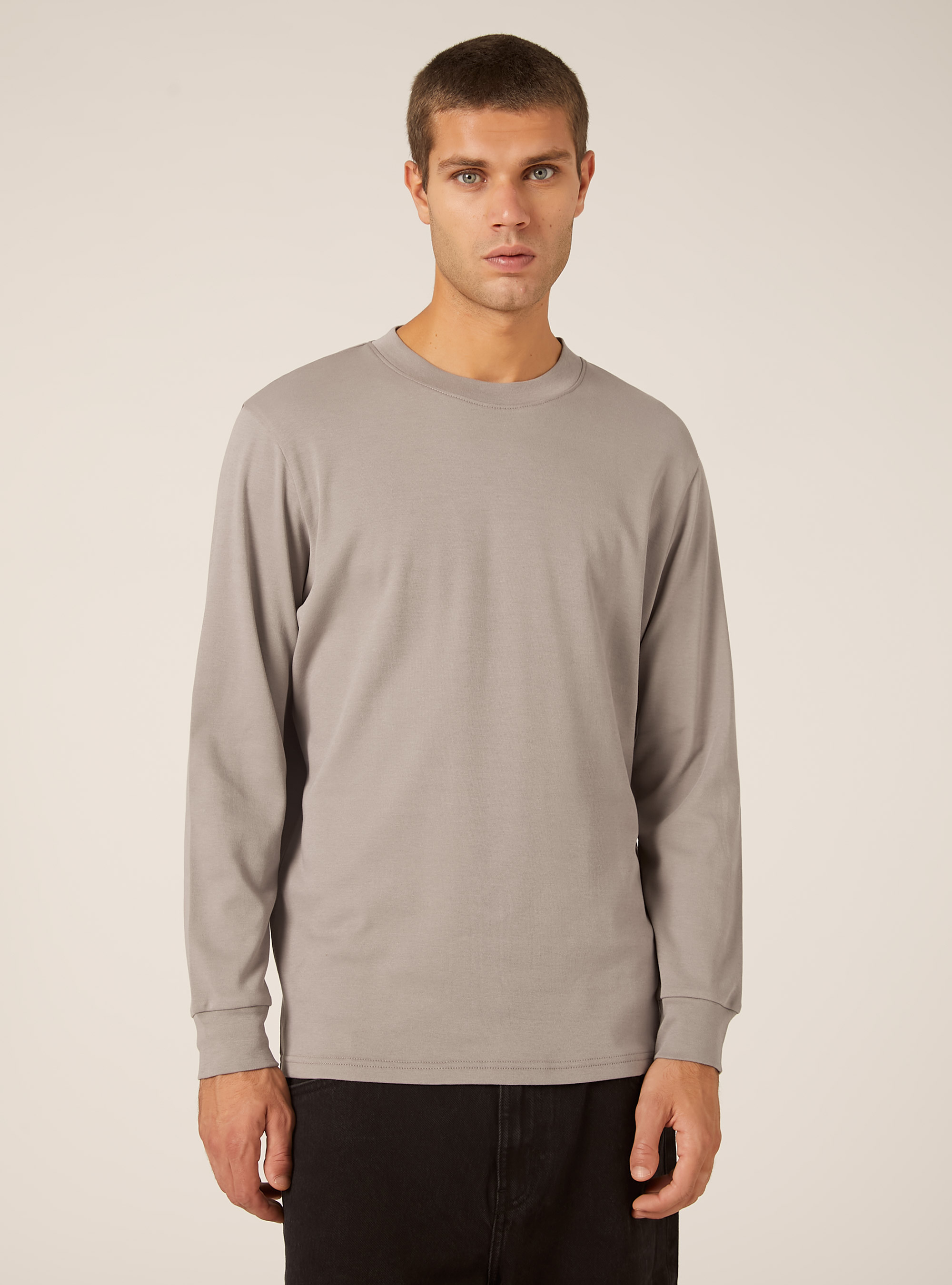T-shirt en coton &agrave; manches longues, GY2 GREY MEDIUM