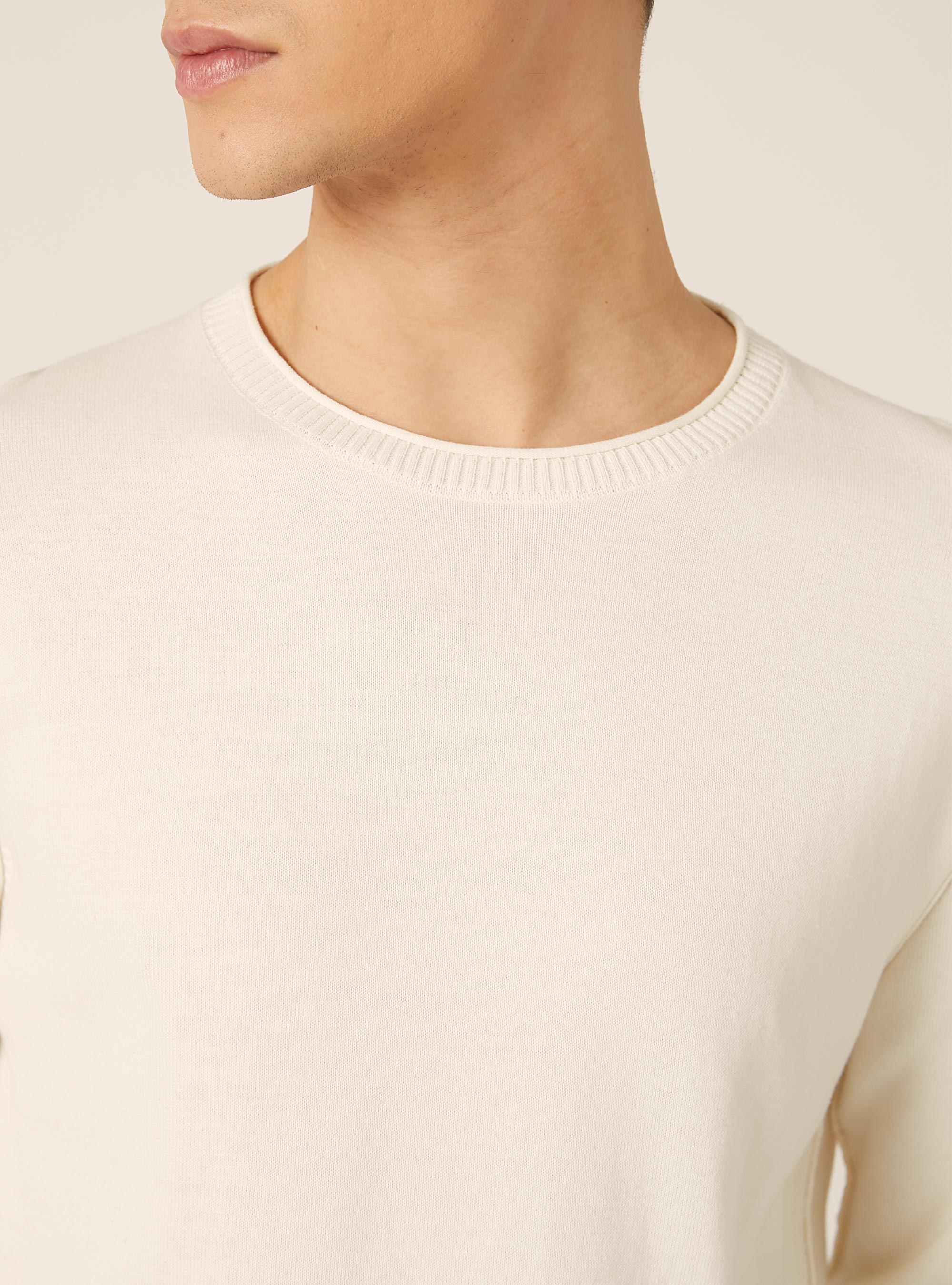 Cotton crew neck pullover, WH1 OFF WHITE