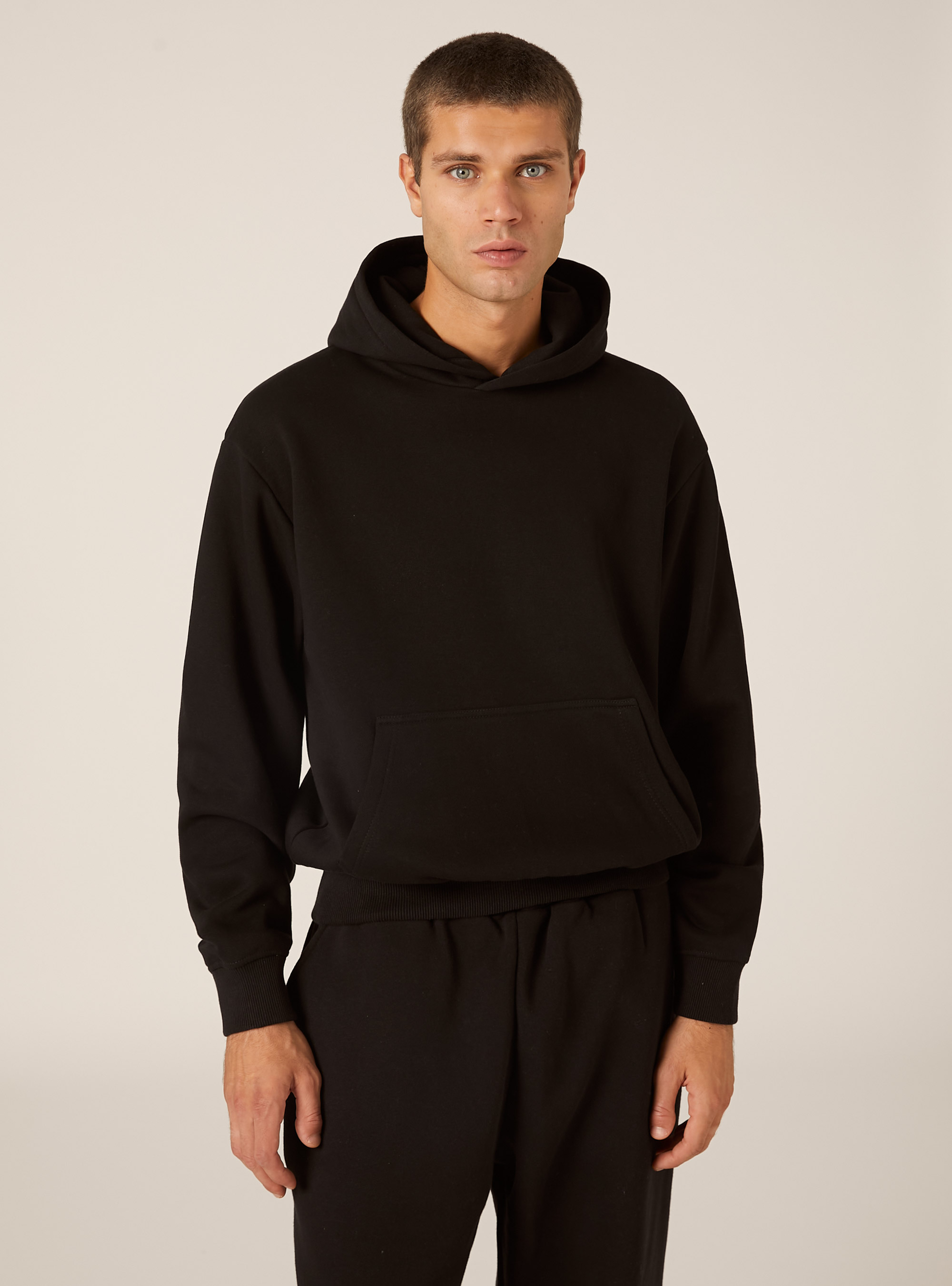 Sweat &agrave; capuche coupe boxy, BK1 BLACK