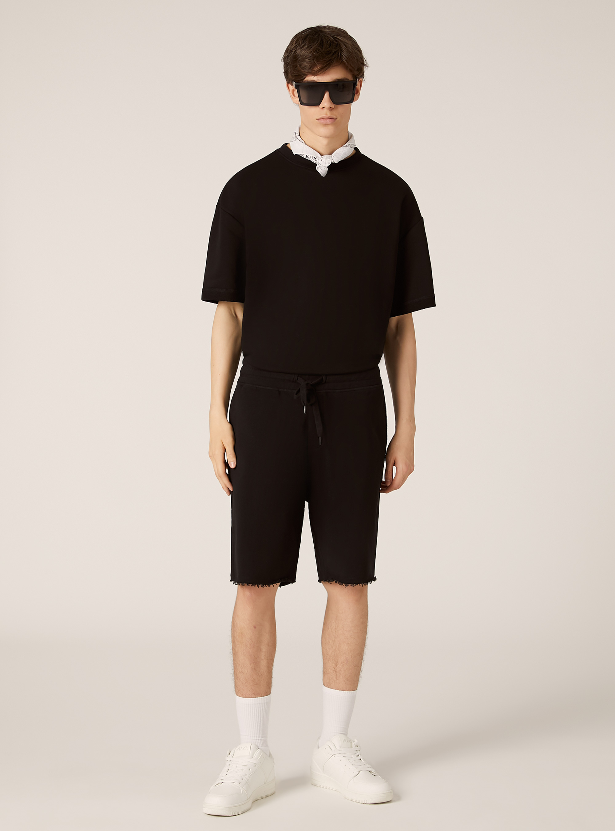 Bermuda jogger de algod&oacute;n, BK1 BLACK
