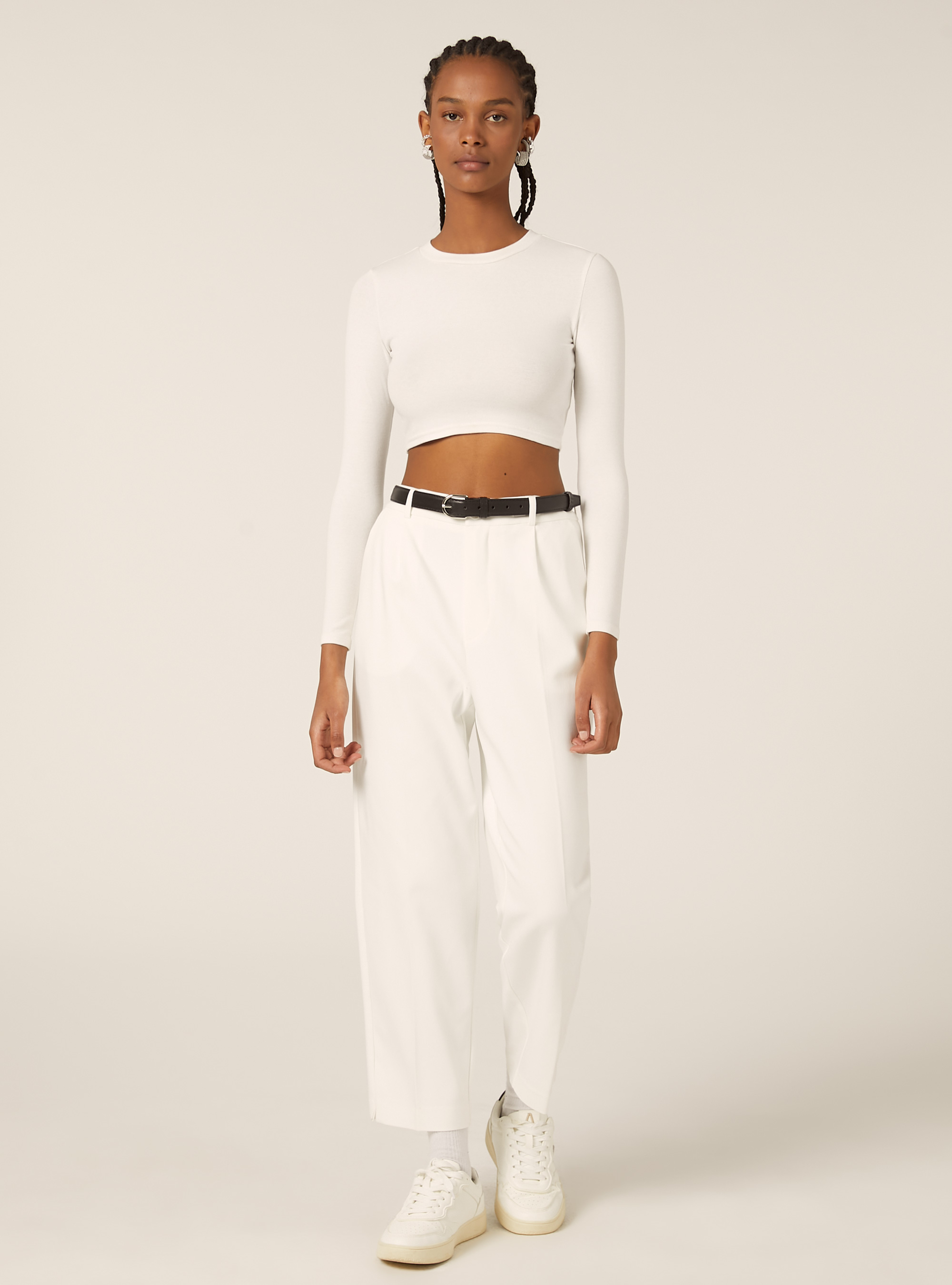 Pantalon ajust&eacute; avec ceinture, WH1 OFF WHITE