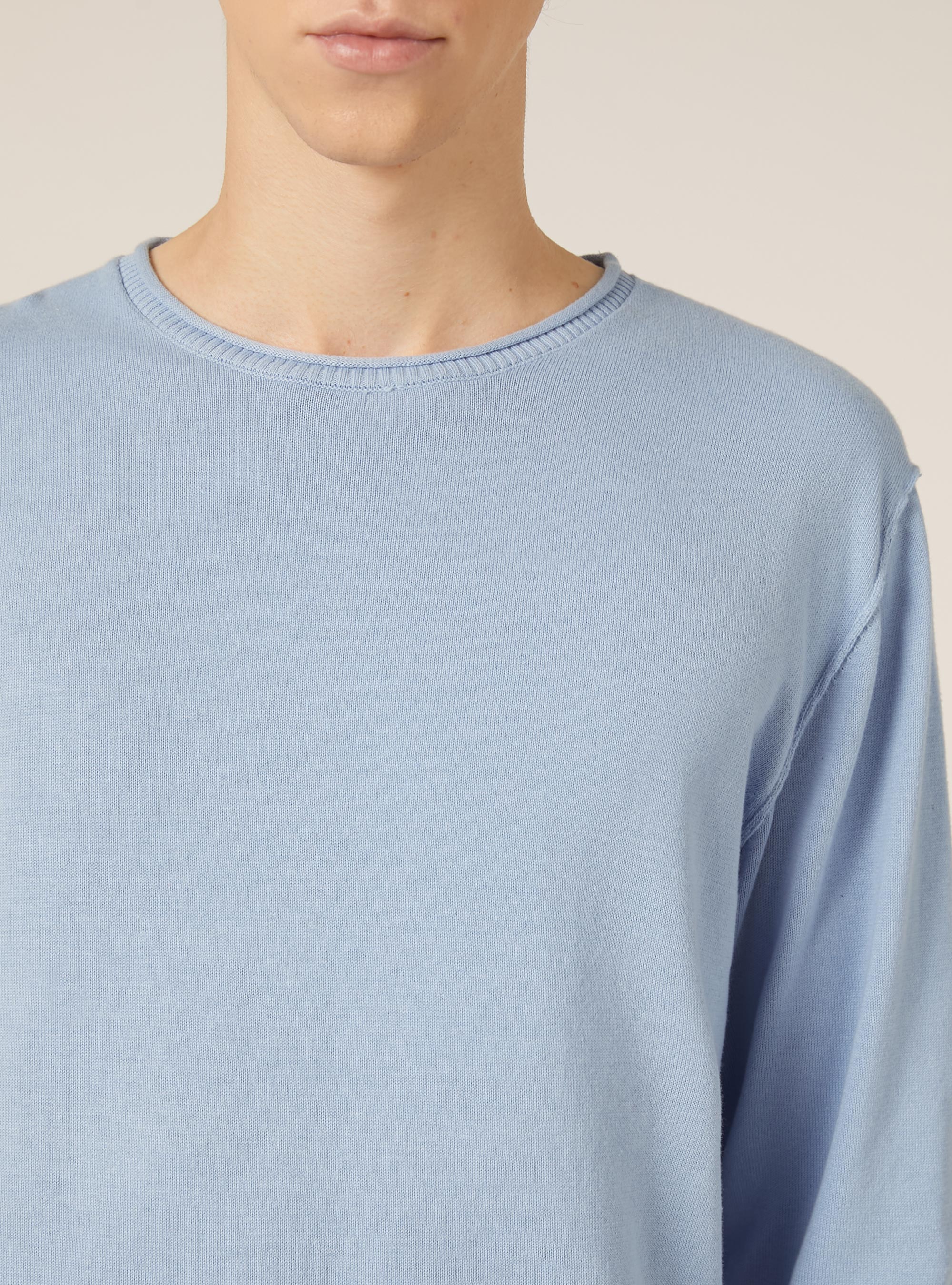 Raw cut pullover with roll neck, AZ2 AZURE MEDIUM