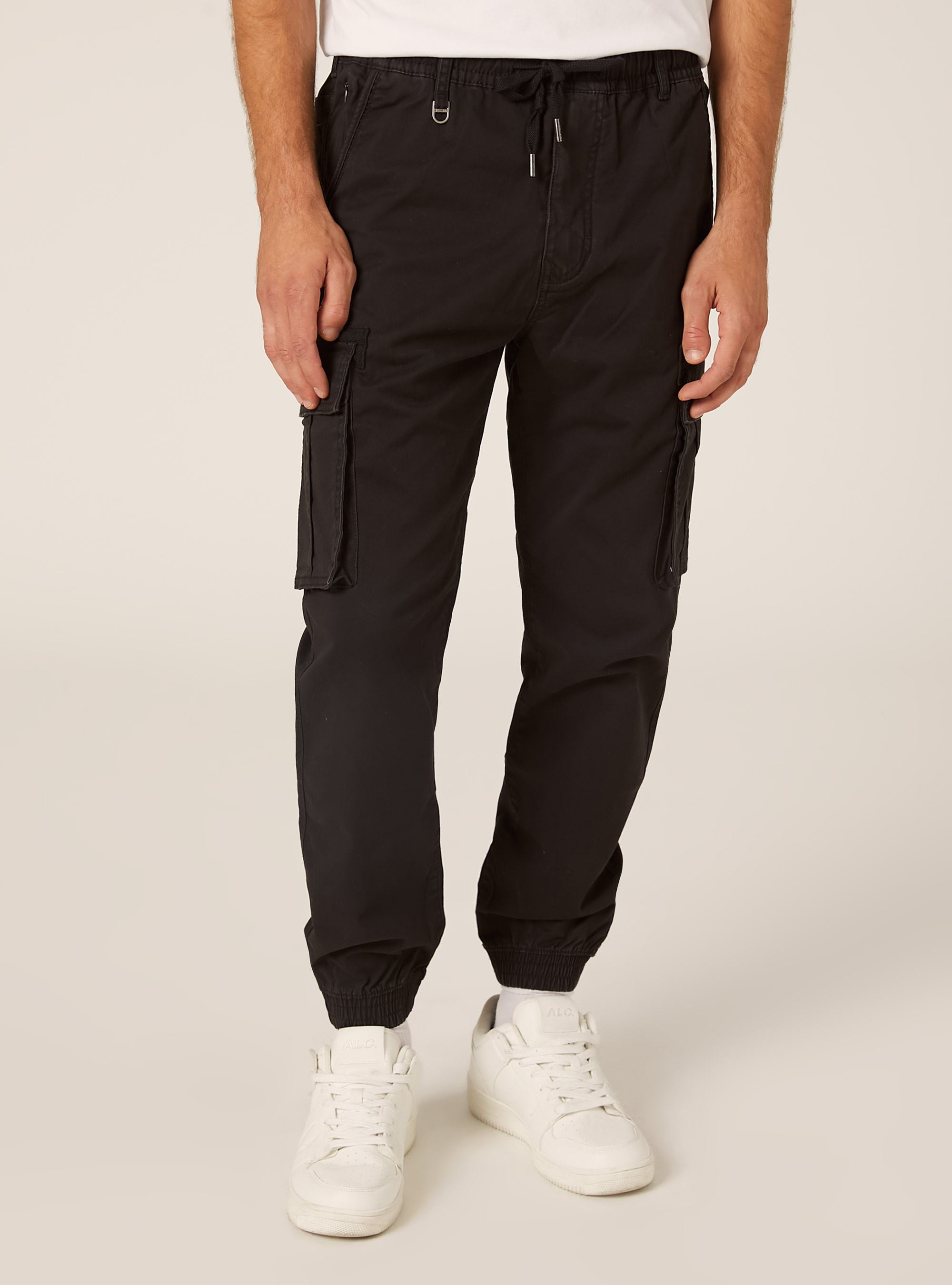 Pantalon cargo jogger en twill stretch, BK1 BLACK