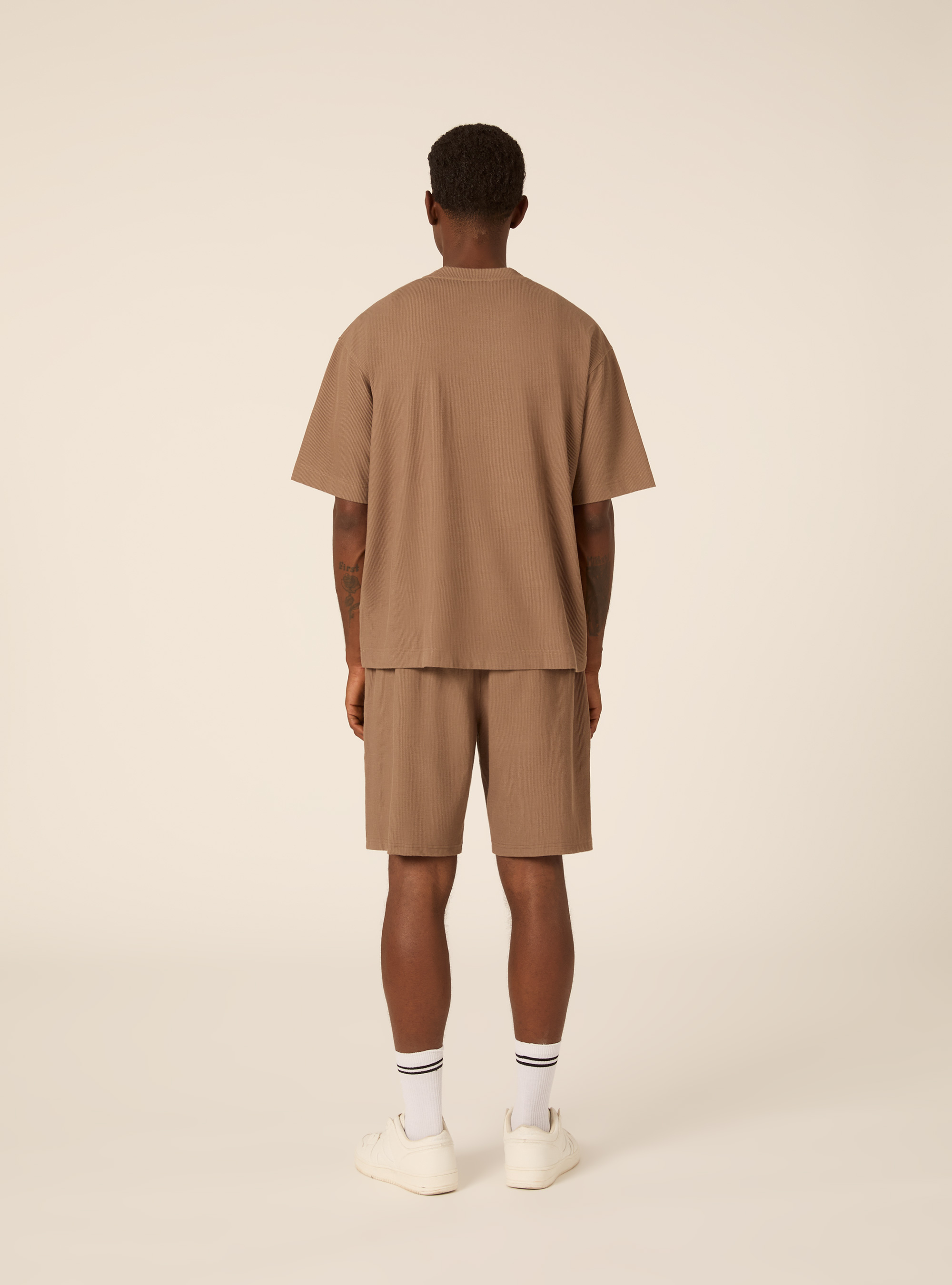 T-shirt boxy fit in maglia a coste, BR3 BROWN LIGHT
