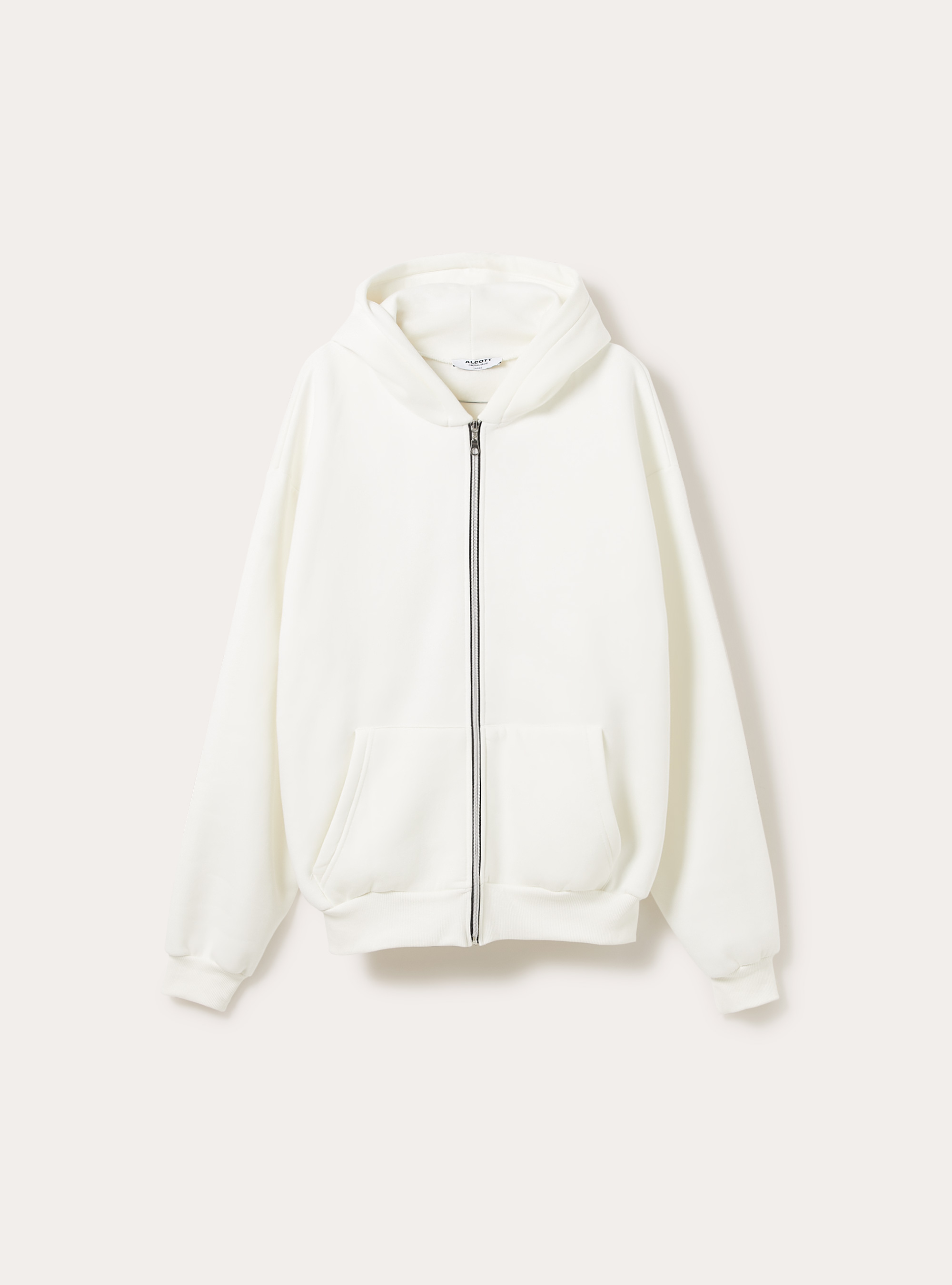 Sweat &agrave; capuche zipp&eacute; coupe boxy, WH1 OFF WHITE