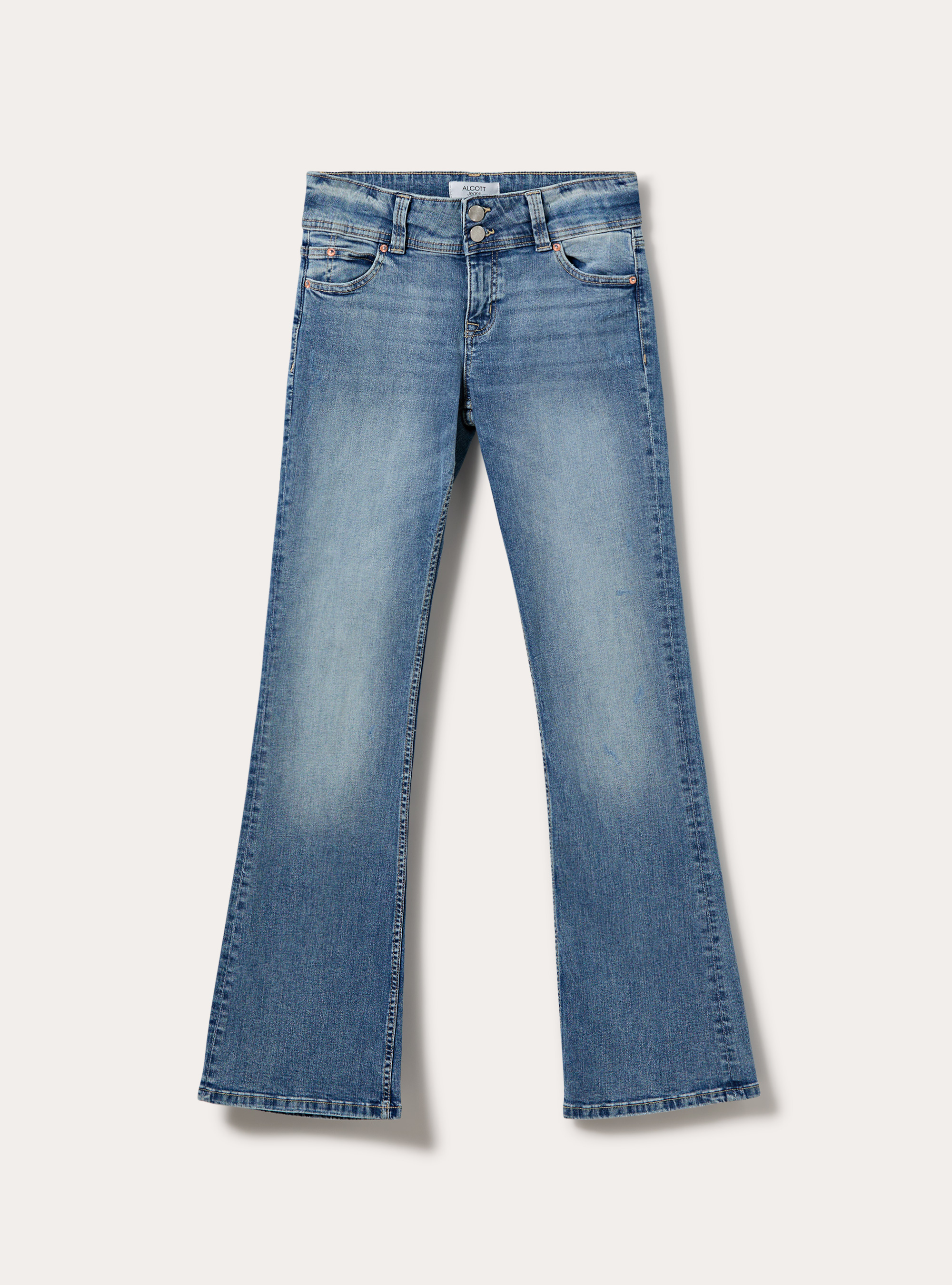 Low rise bootcut jeans mit pattentaschen, D006 AZURE