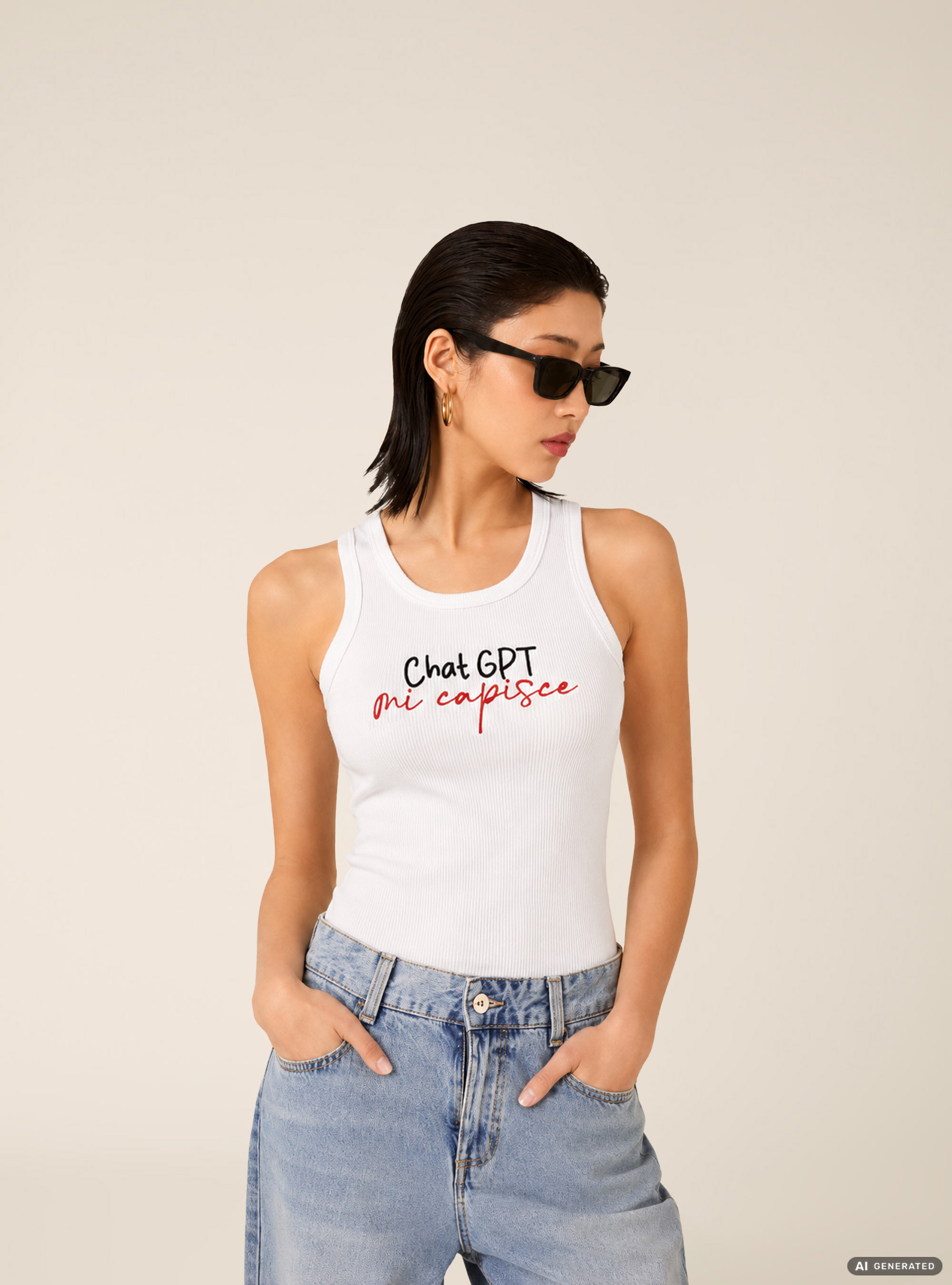 Printed Tank Top, WH3 WHITE