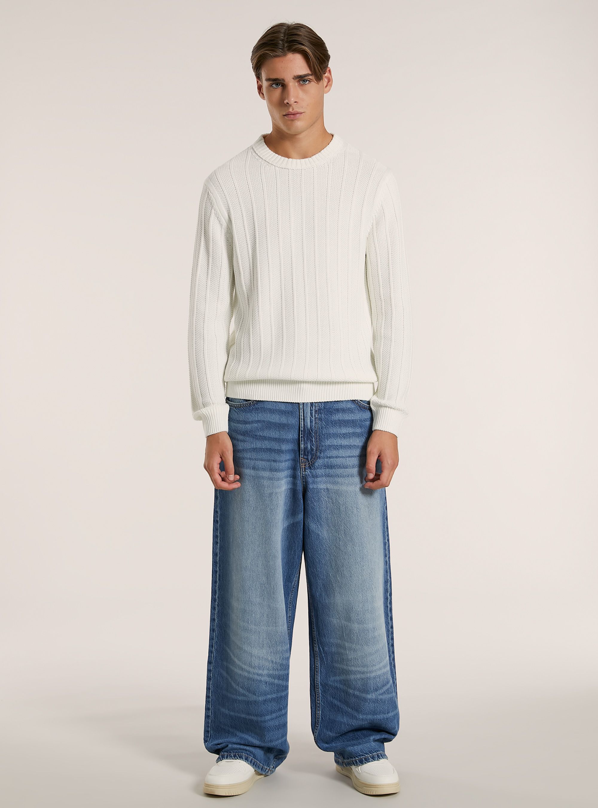 Pull-over textur&eacute; coupe classique, WH2 WHITE