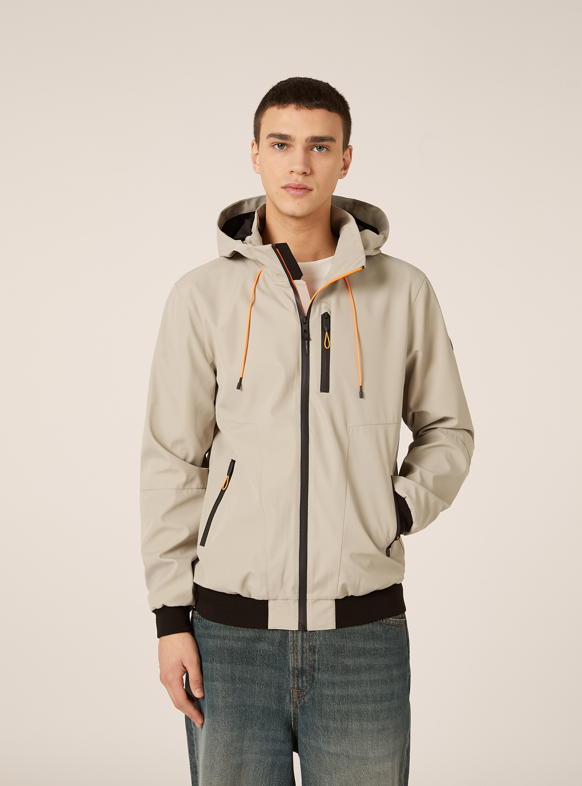 Bomber cortavientos con capucha, CR3 CREAM LIGHT