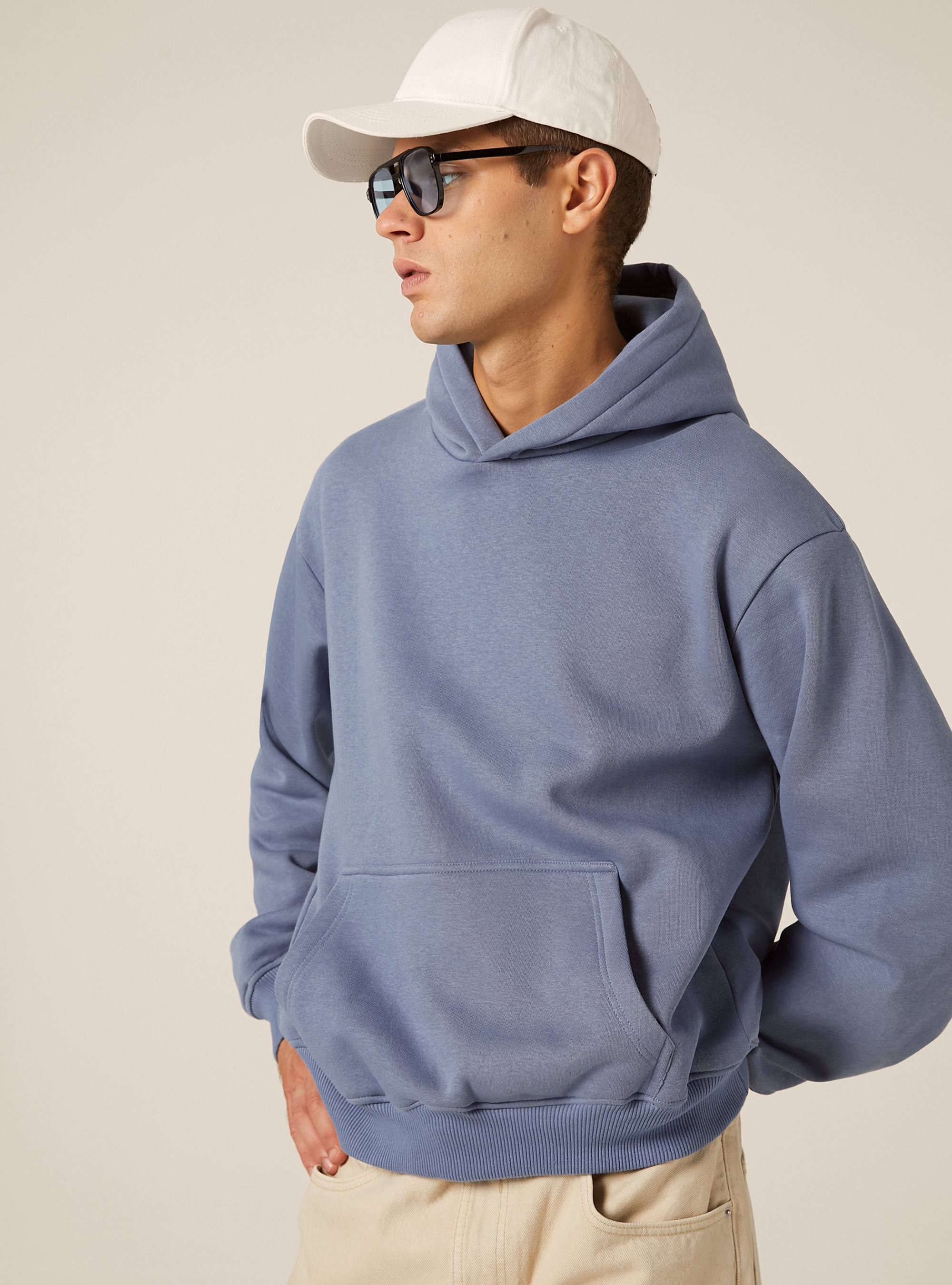 Sweat &agrave; capuche coupe boxy, IN2 INDIGO MEDIUM