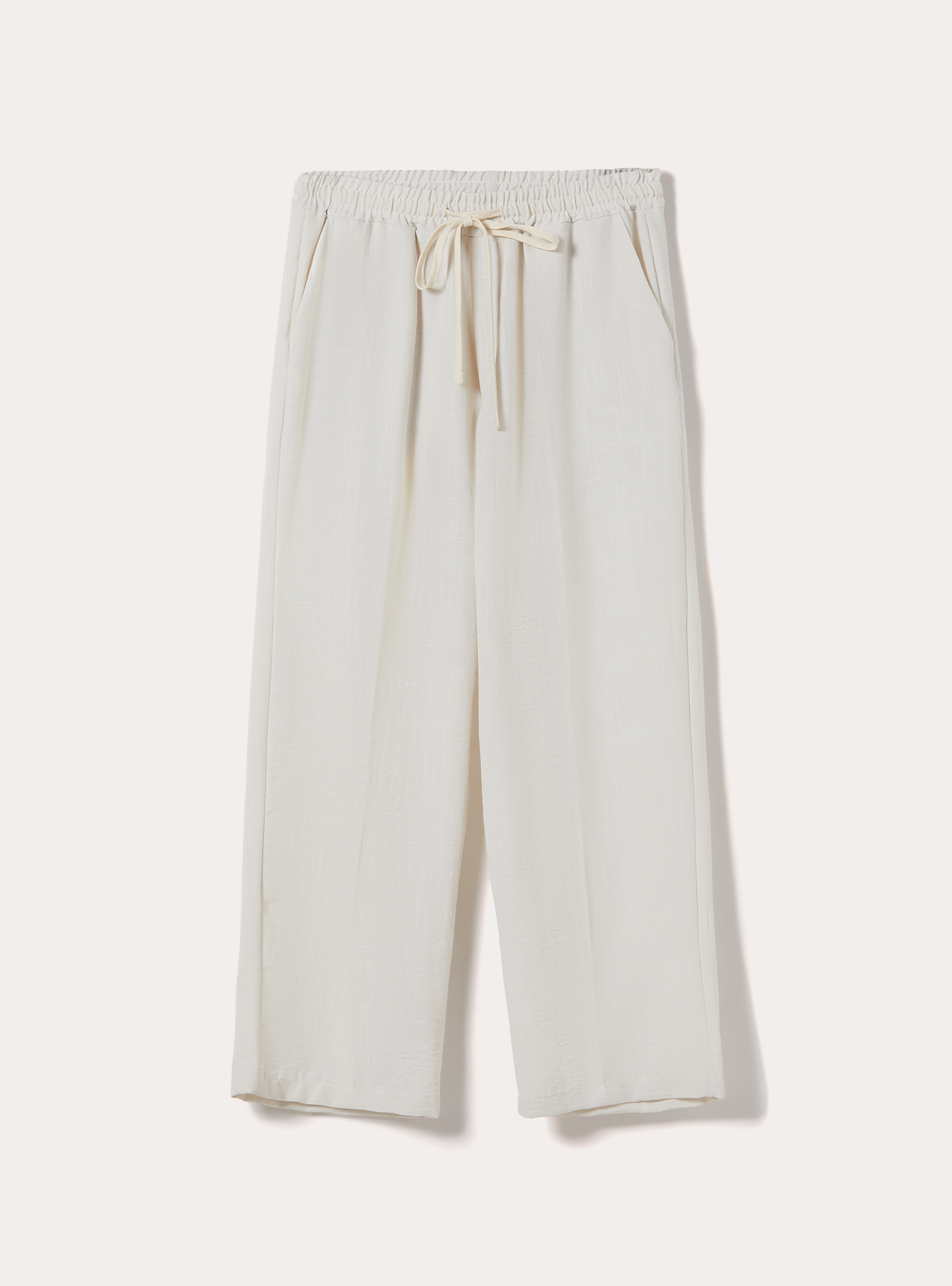 Slub Fabric Straight Leg Trousers, WH1 OFF WHITE