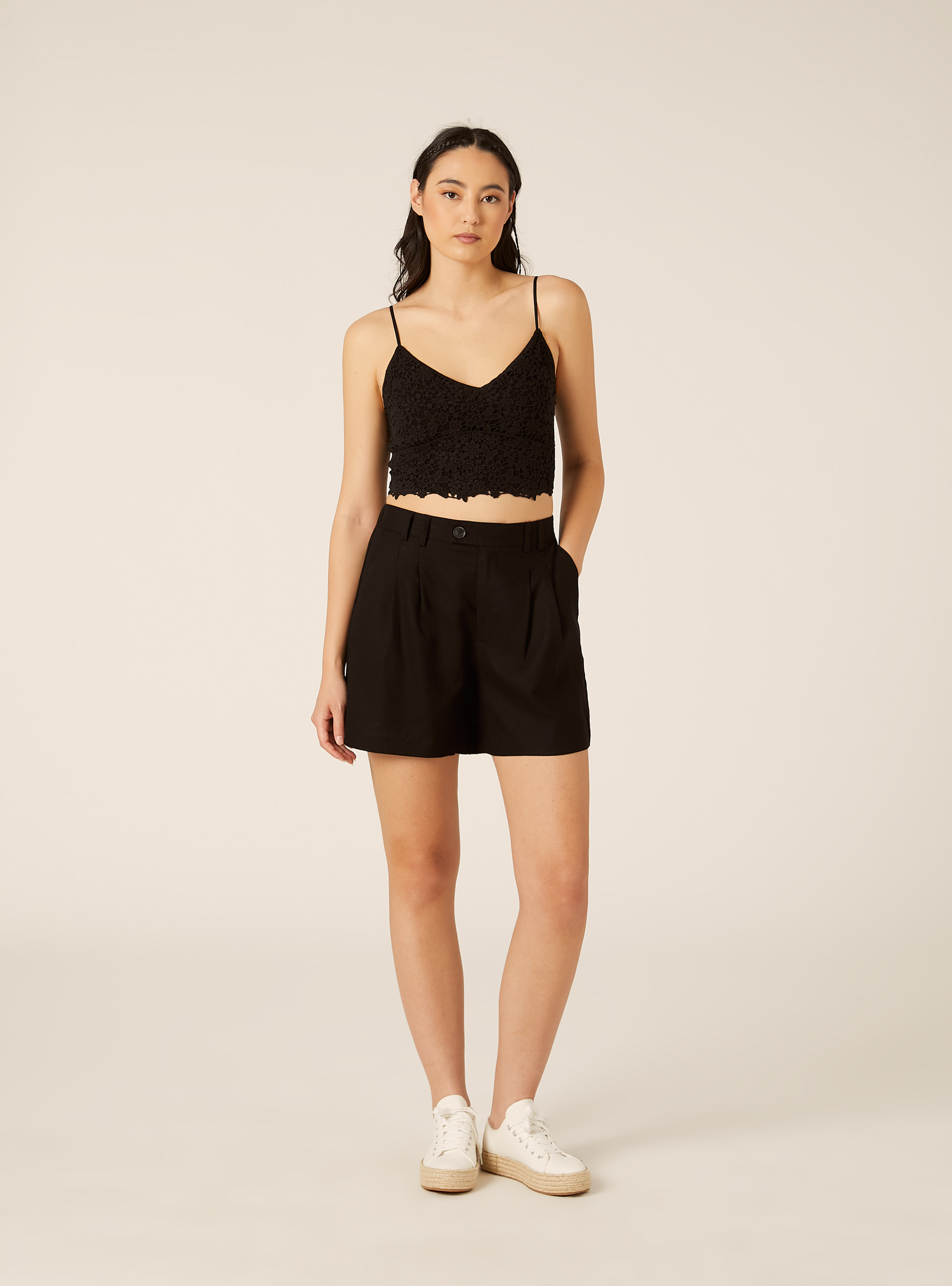 Top de crochet con tirantes, BK1 BLACK