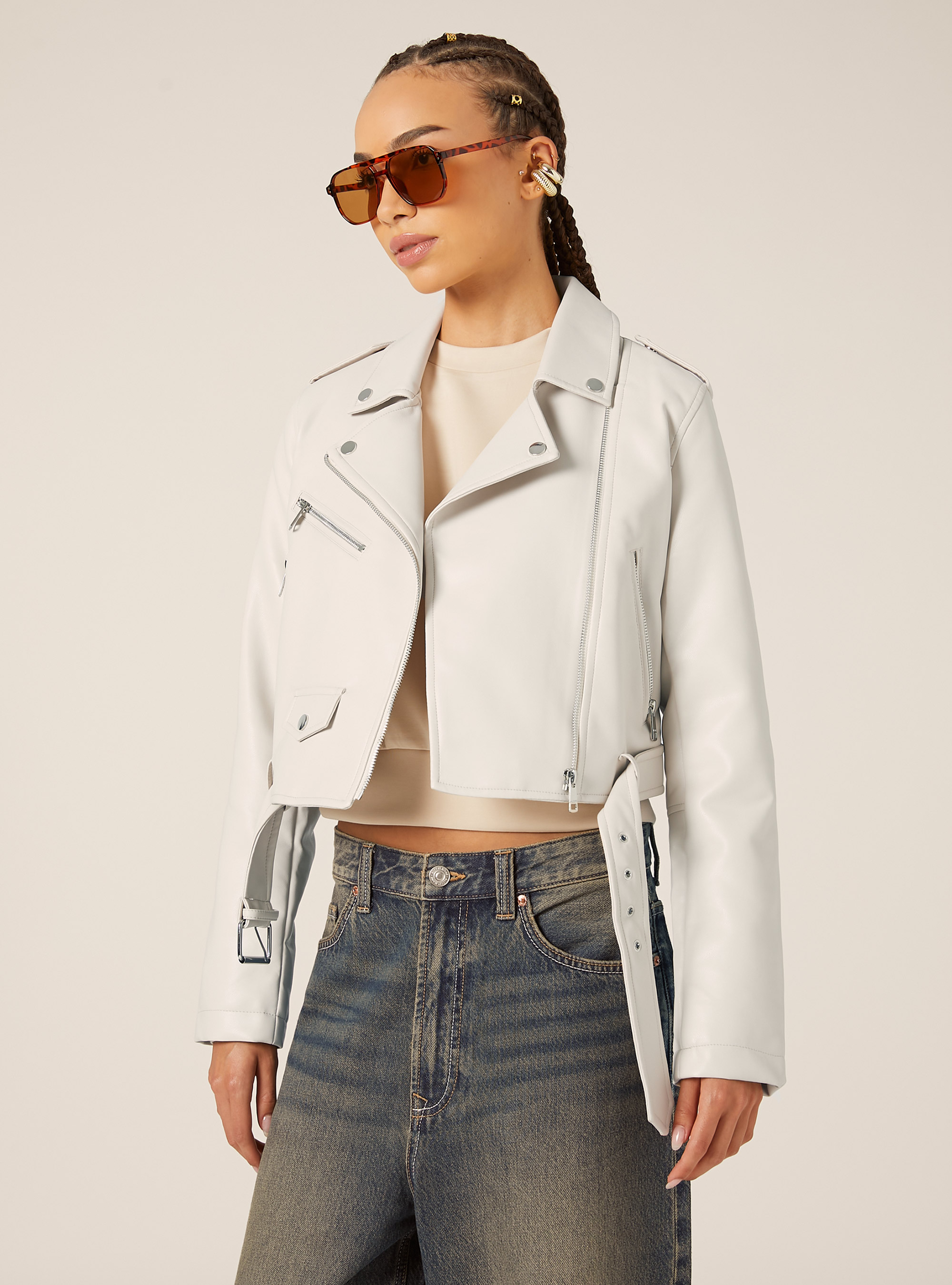 Veste motard effet cuir, WH2 WHITE