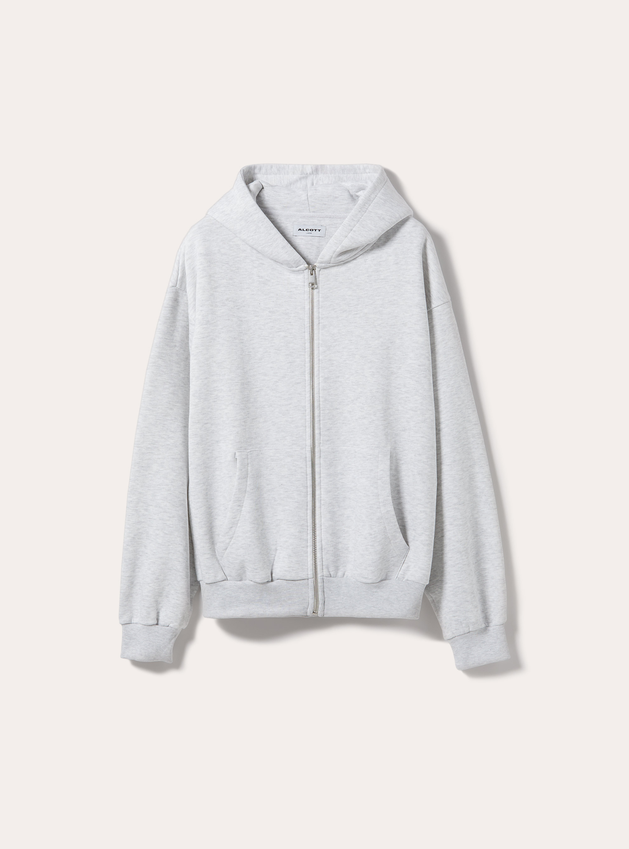Felpa con zip e cappuccio boxy fit, MGY3 GREY MEL LIGHT