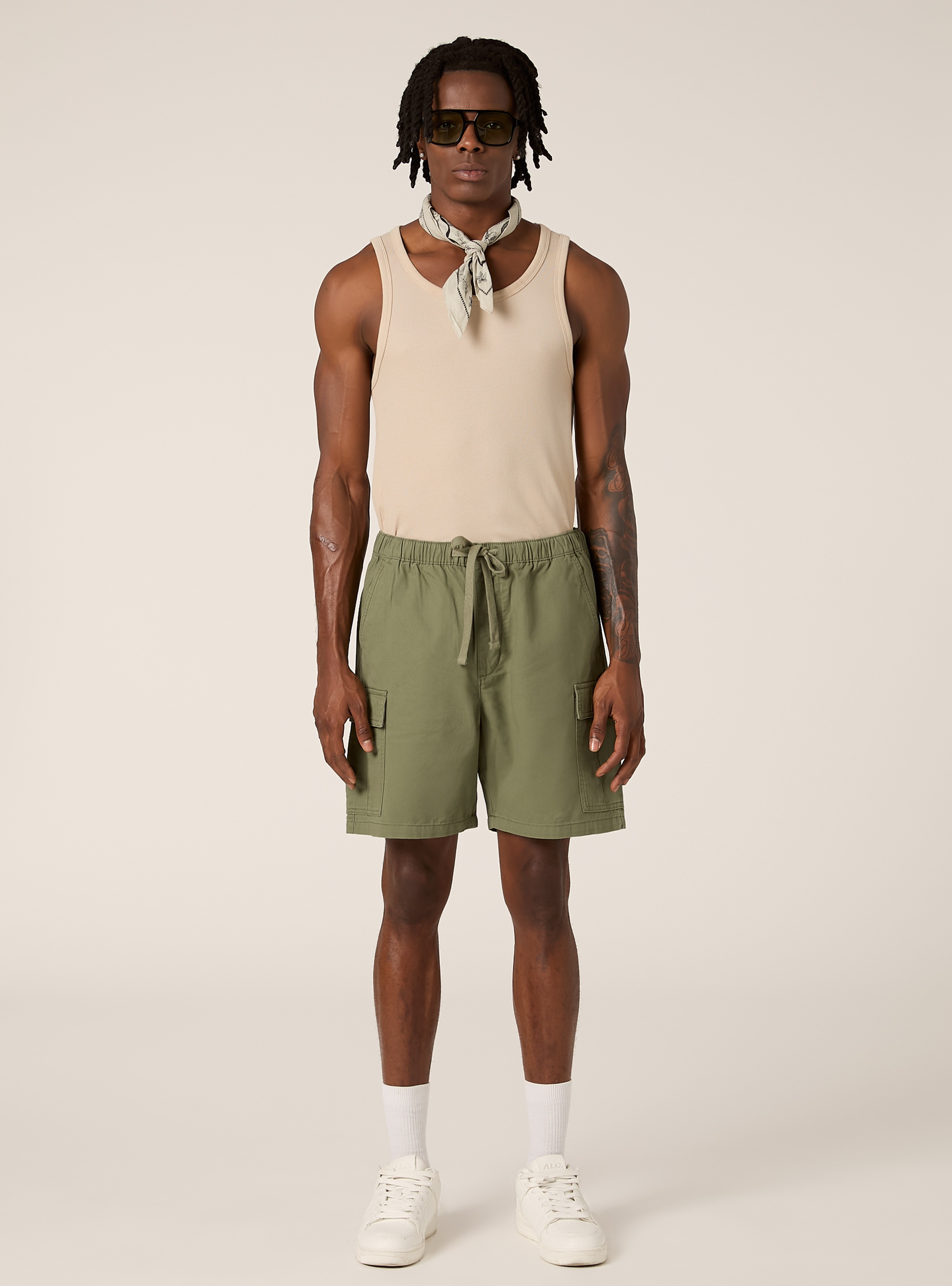 Cargo-Bermudashorts aus Twill mit Kordelzug, KY2 KAKY MEDIUM