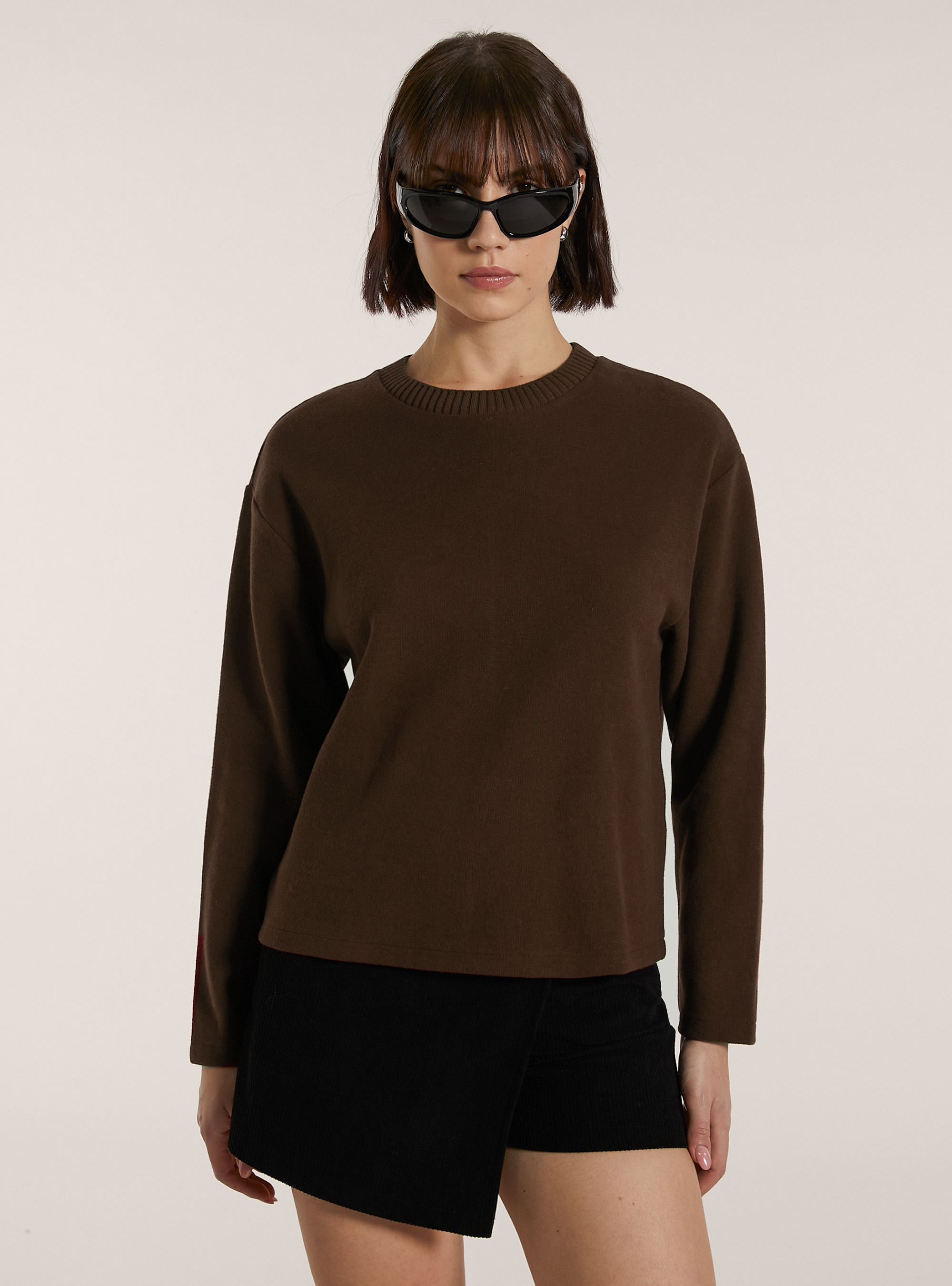 Pullover soft touch, BR1 BROWN DARK