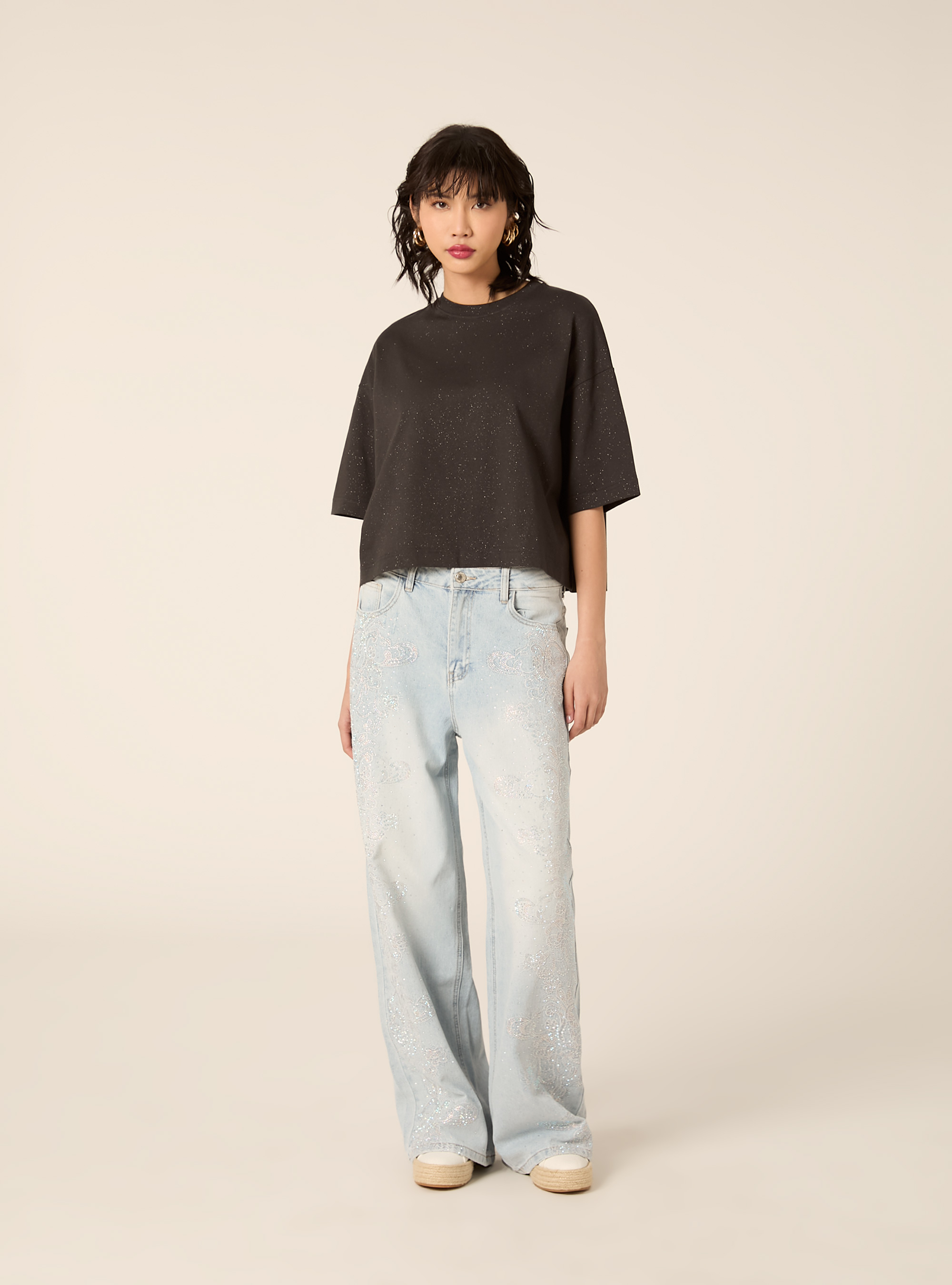 T-shirt over con glitter, GY1 GREY DARK