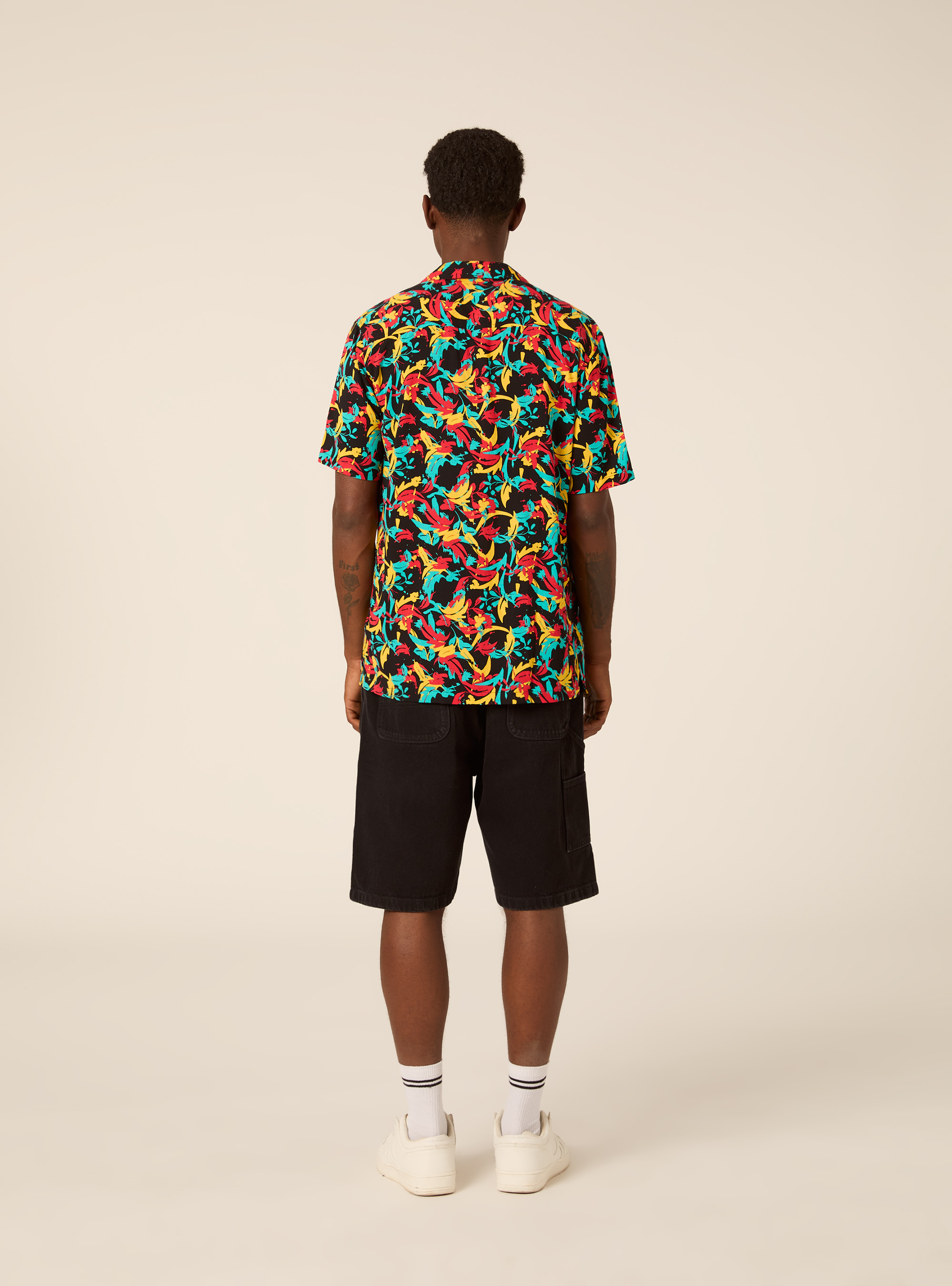 Chemise Bowling &agrave; Imprim&eacute; Abstrait Multicolore, C101 BLACK