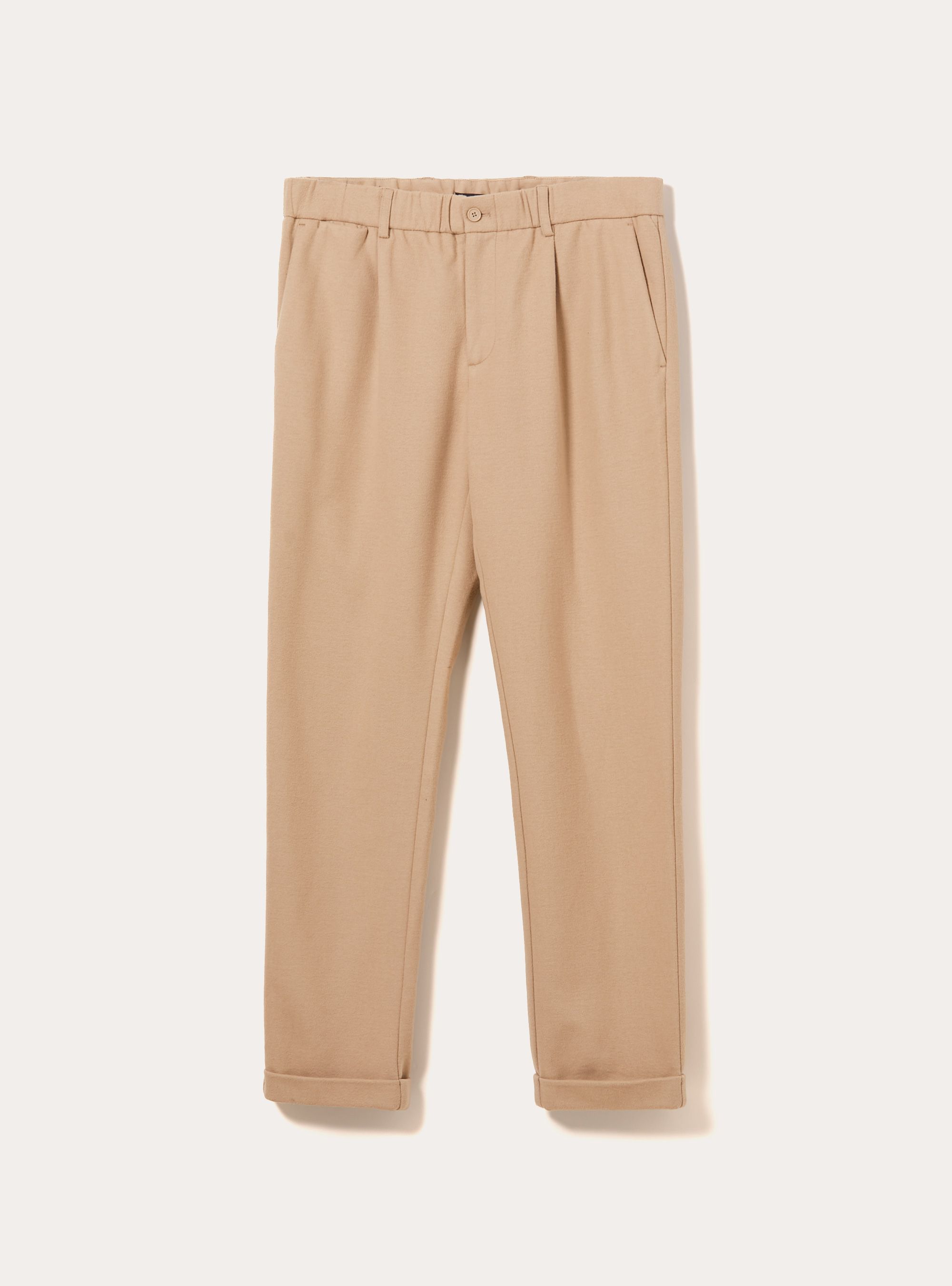 Pantalon &agrave; pinces effet flanelle, BG2 BEIGE MEDIUM