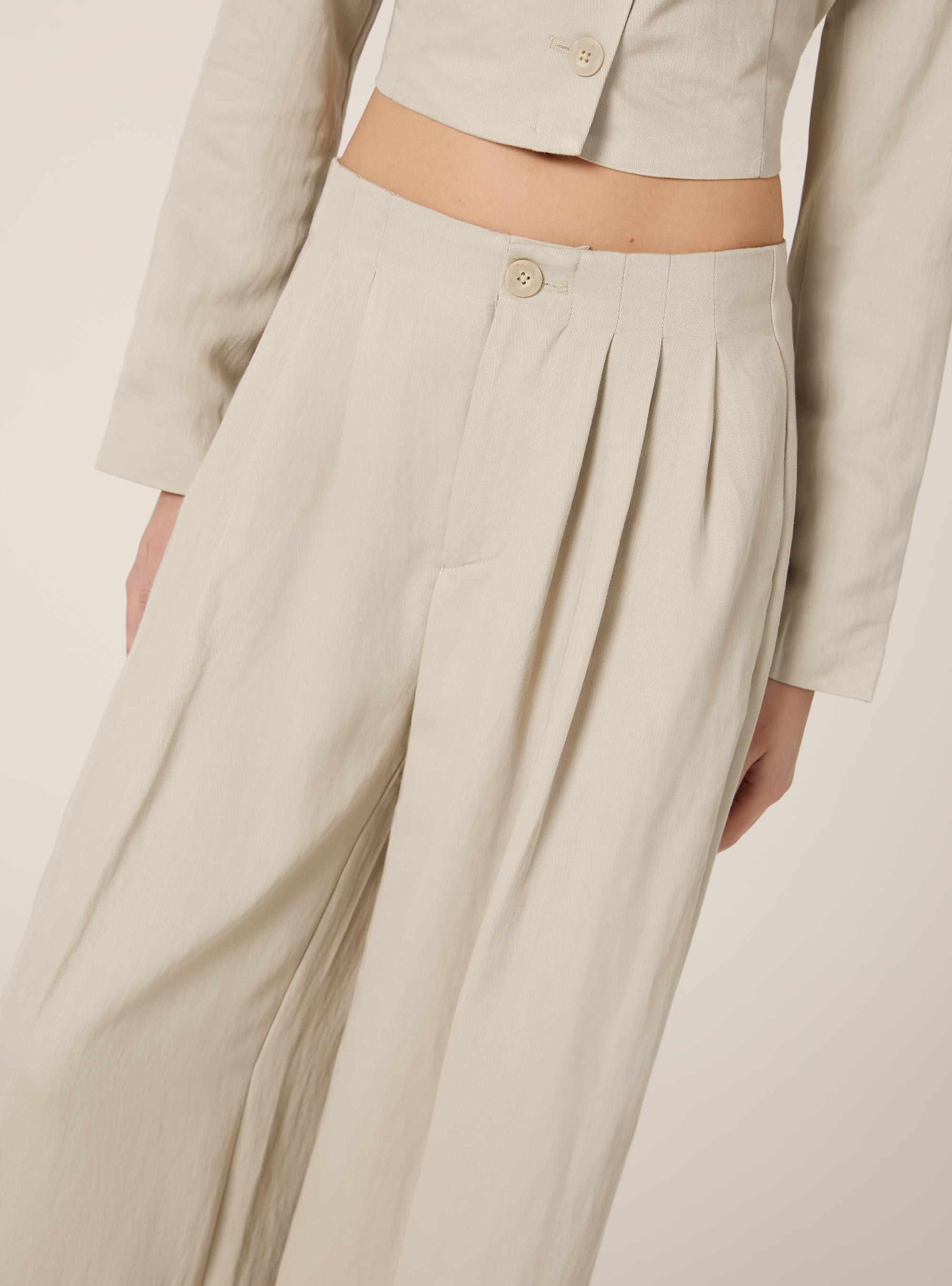 Pantalones de pierna ancha en sarga, BG2 BEIGE MEDIUM