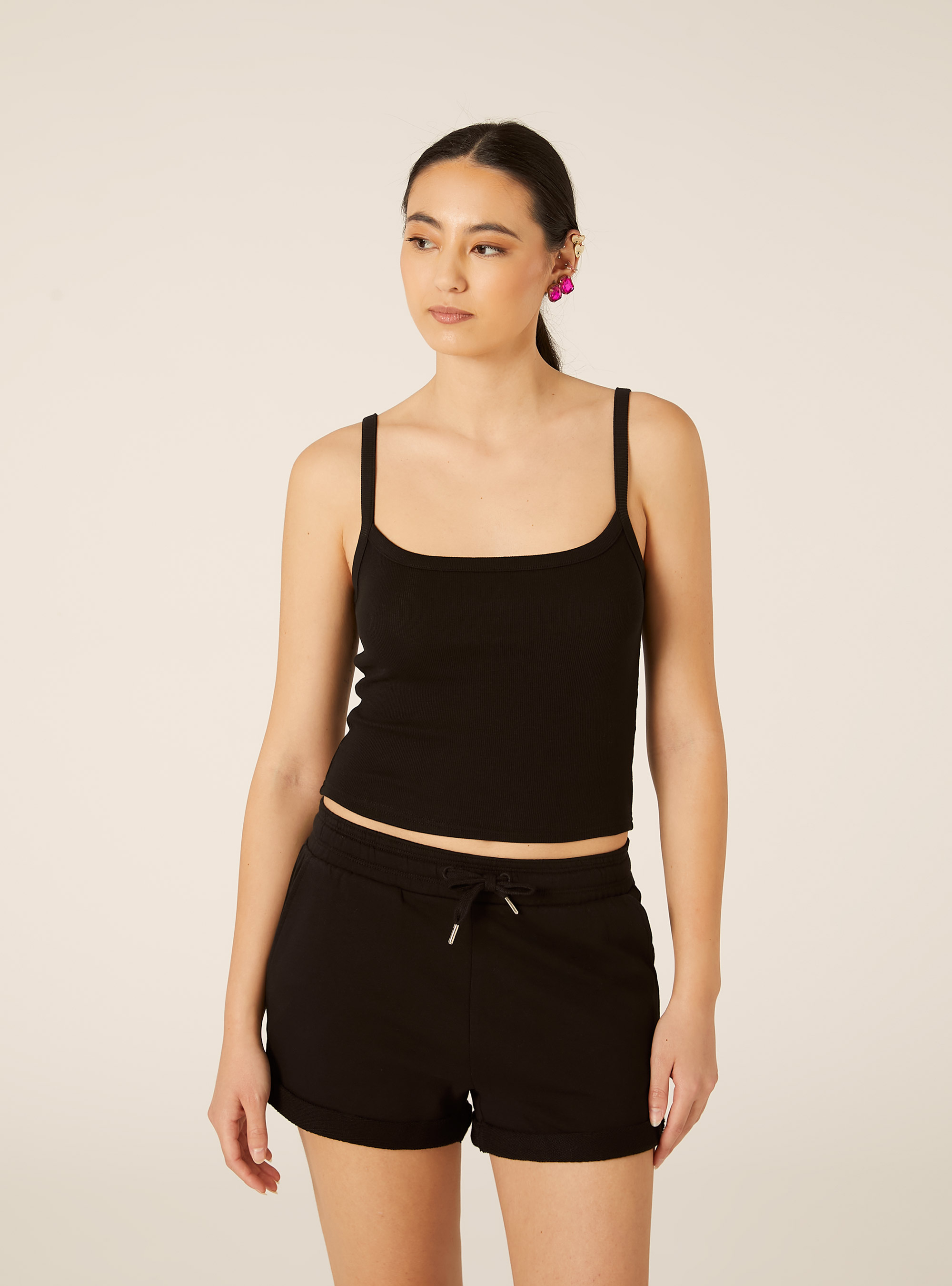 Debardeur Crop Cotele Basic, BK1 BLACK