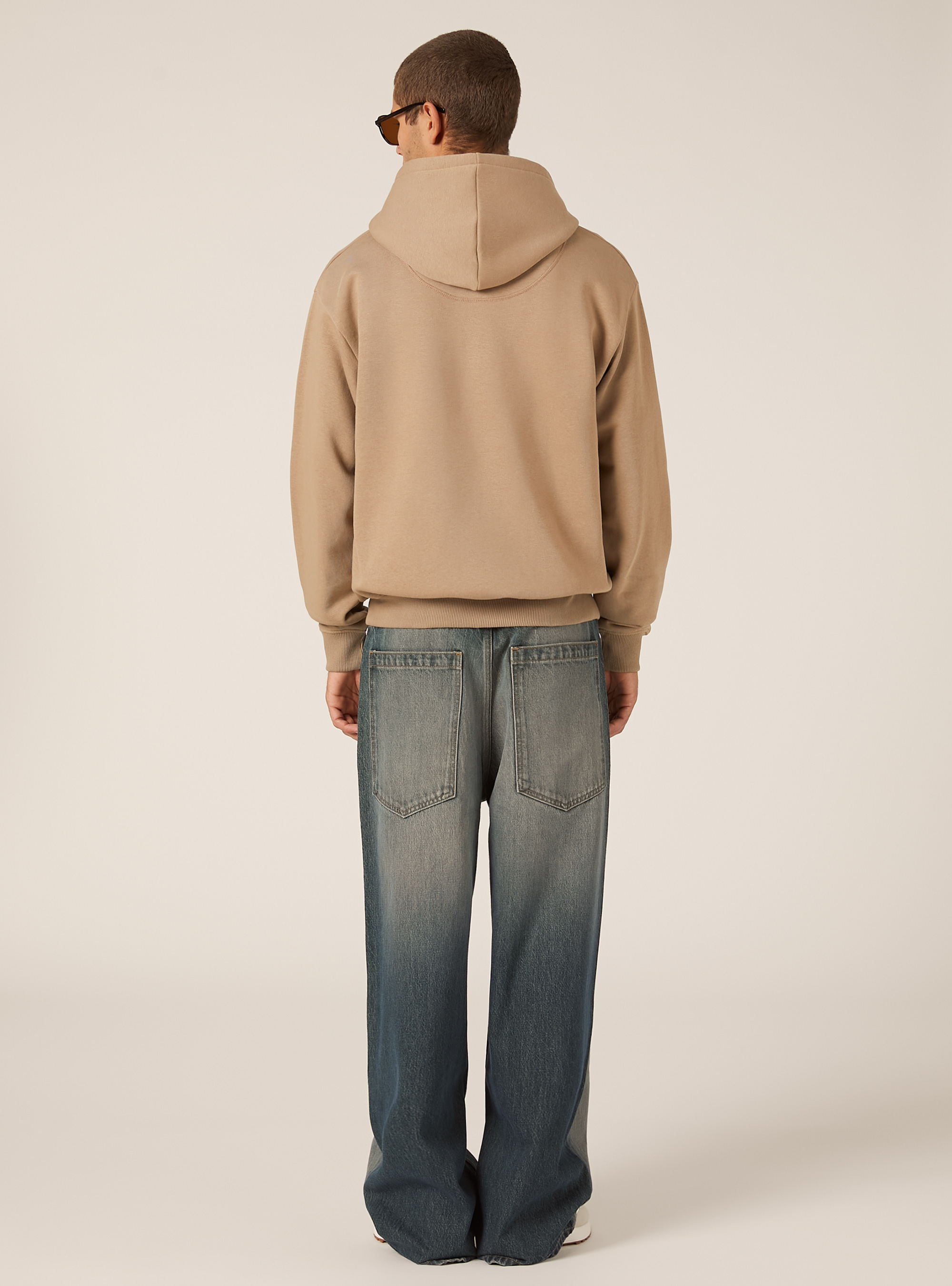 Sweat-shirt zipp&eacute; &agrave; capuche coupe boxy, BG1 BEIGE DARK