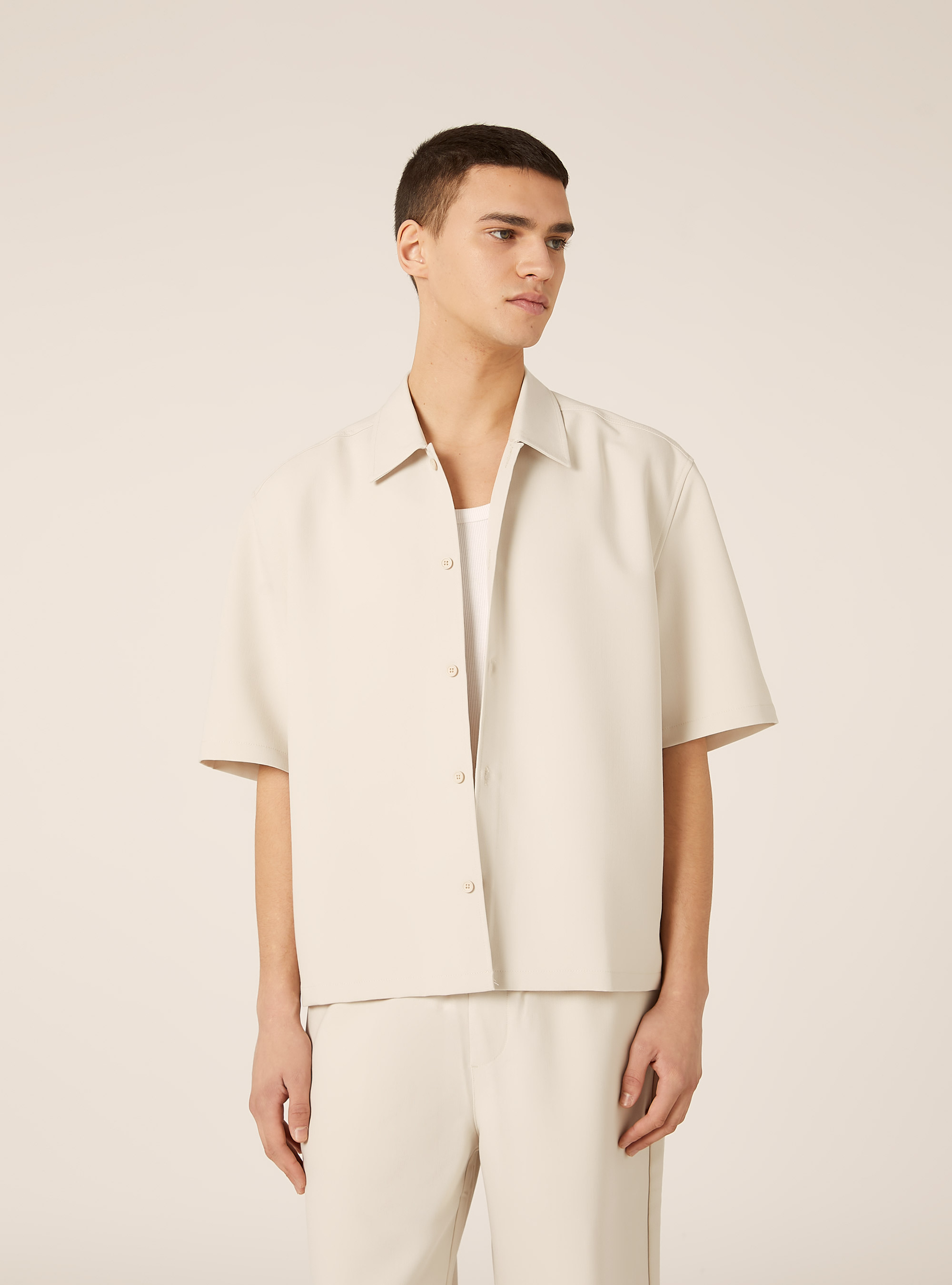 Boxy fit shirt in twill, BG3 BEIGE LIGHT