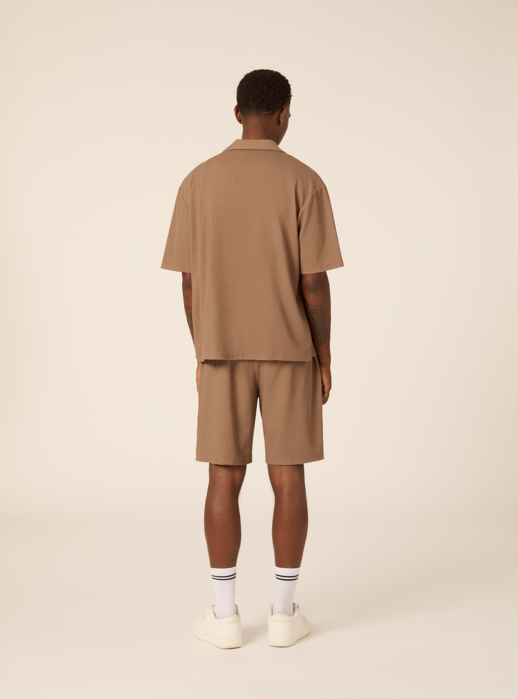 Knit Regular Fit Bowling Shirt, BR3 BROWN LIGHT