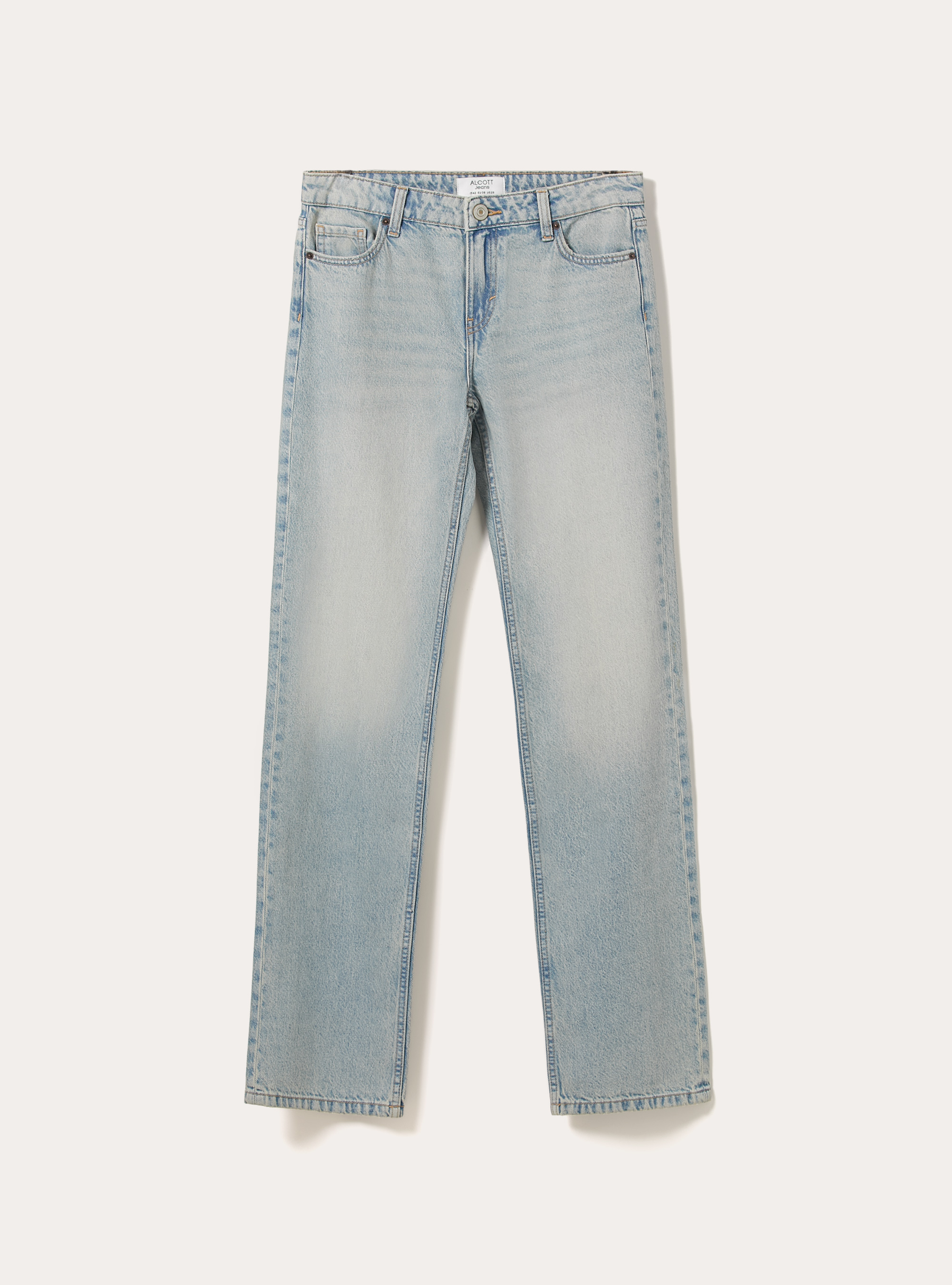 Jeans droit taille basse, D006 AZURE