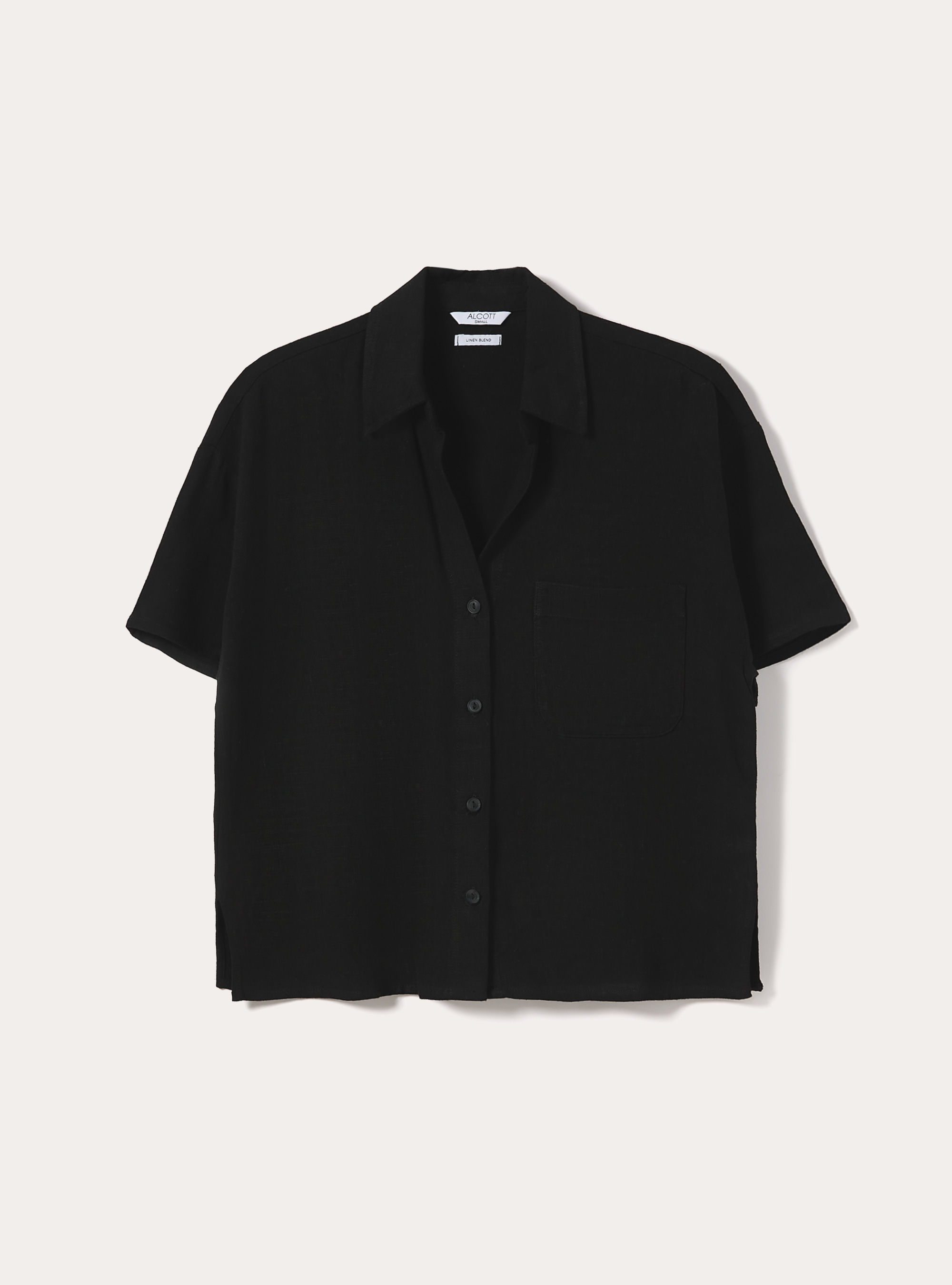 Cropped-Hemd aus Leinenmischung, BK1 BLACK