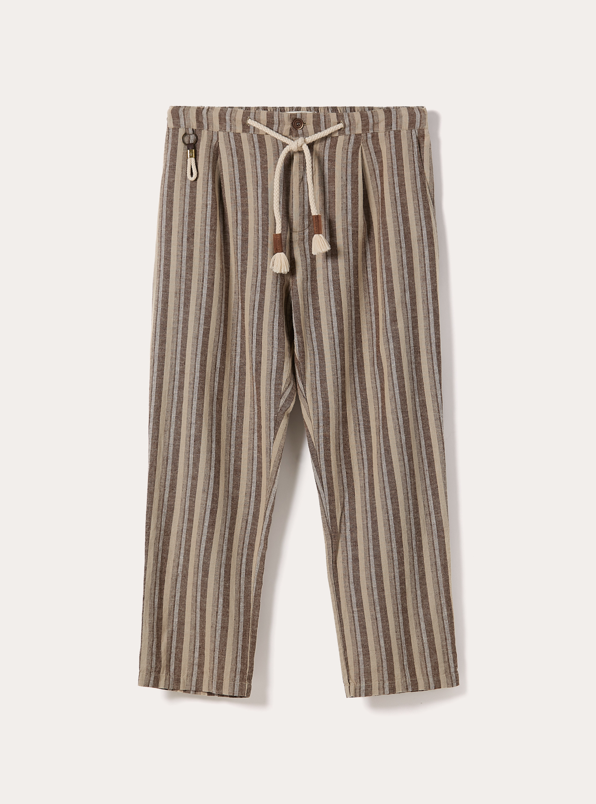 Gestreifte Hose aus Leinenmischgewebe, BG2 BEIGE MEDIUM