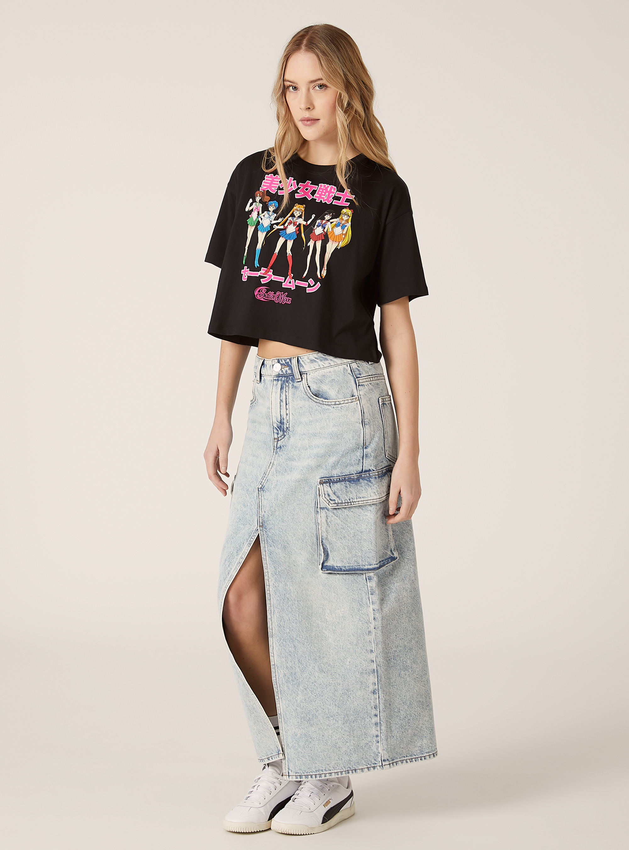 Camiseta corta Sailor Moon / Alcott, BK1 BLACK