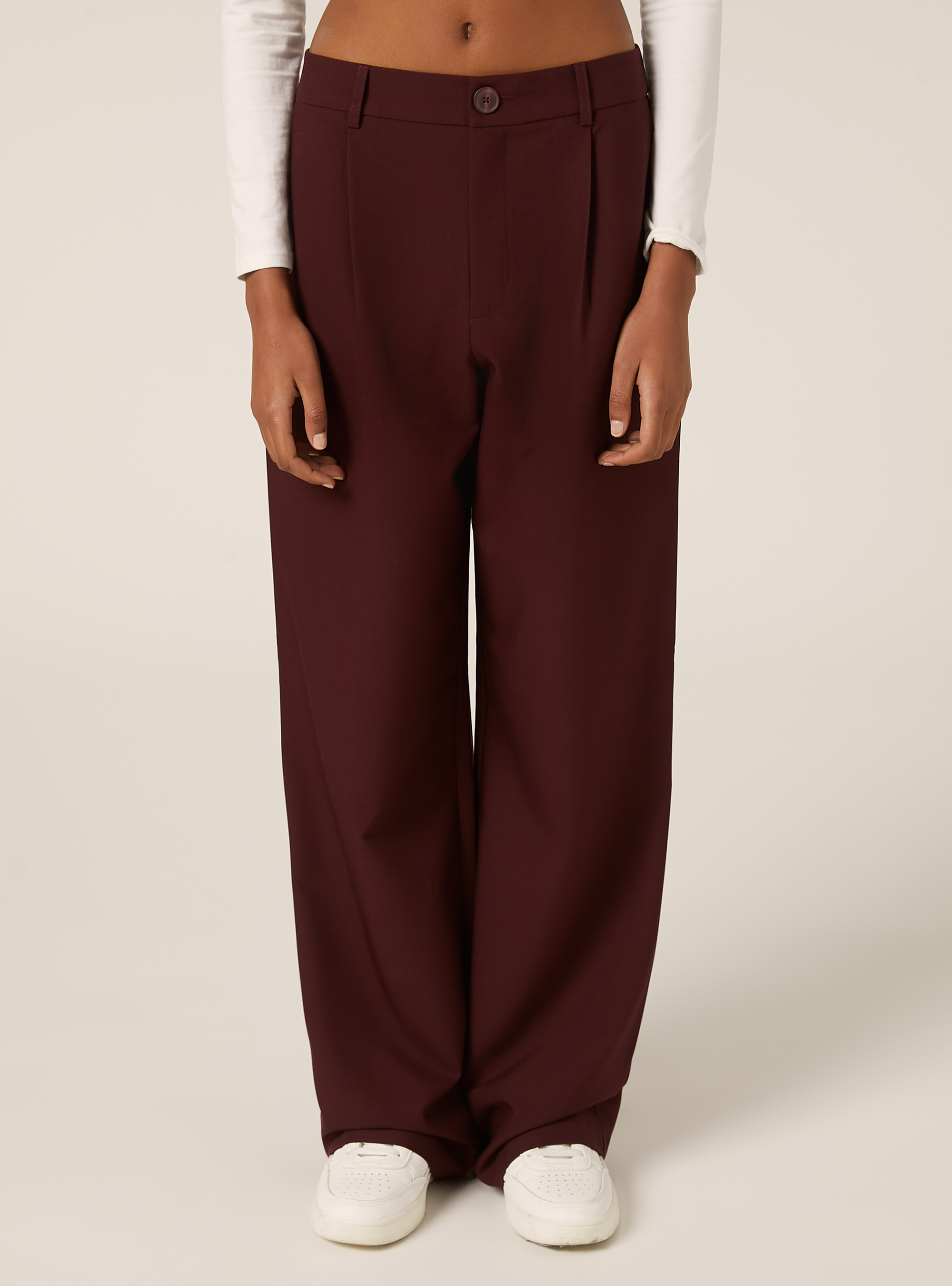 Pantalon ajust&eacute; avec pinces, BO2 BORDEAUX MEDIUM