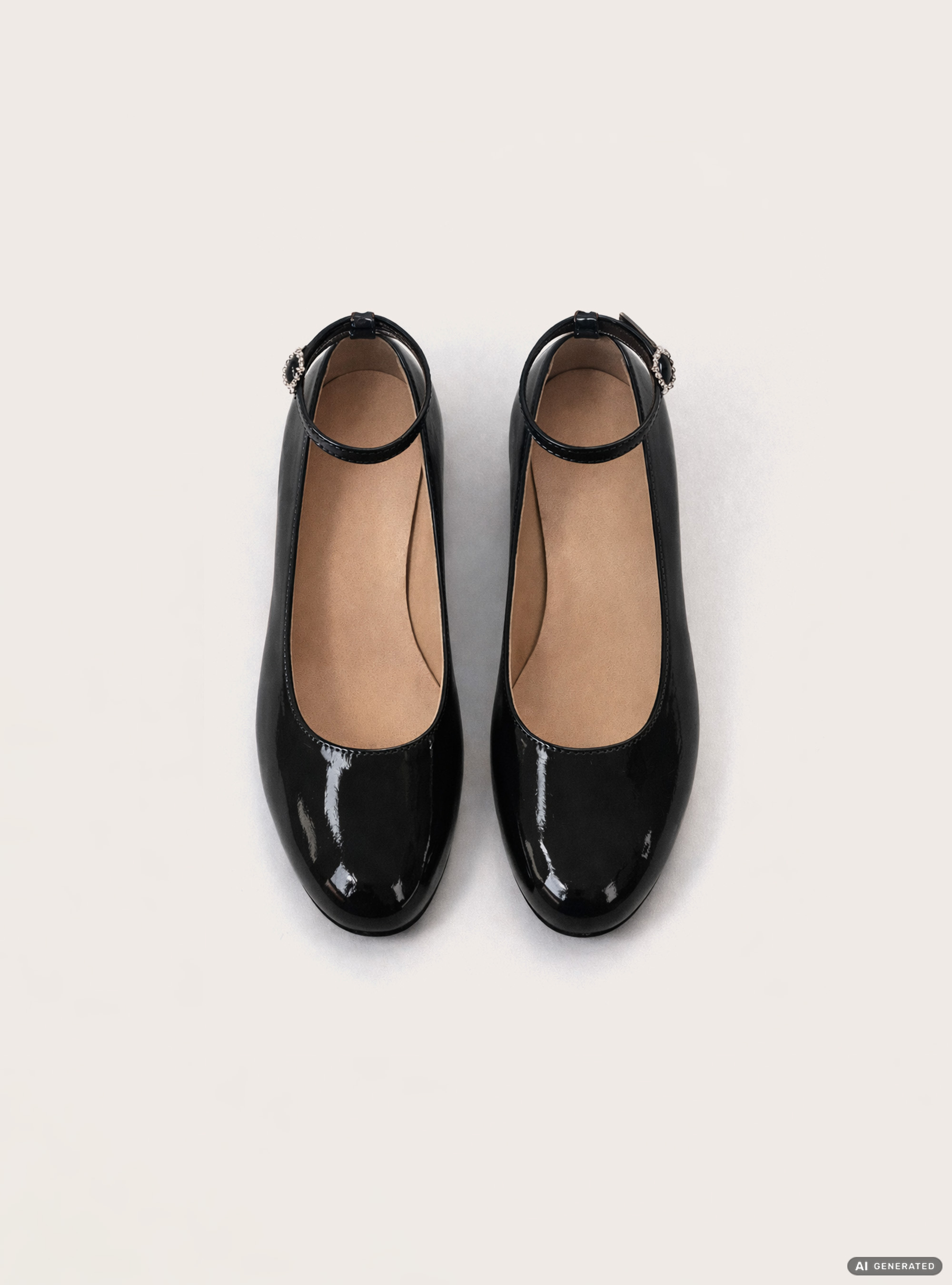 Ballerina flats with a strap, BK1 BLACK
