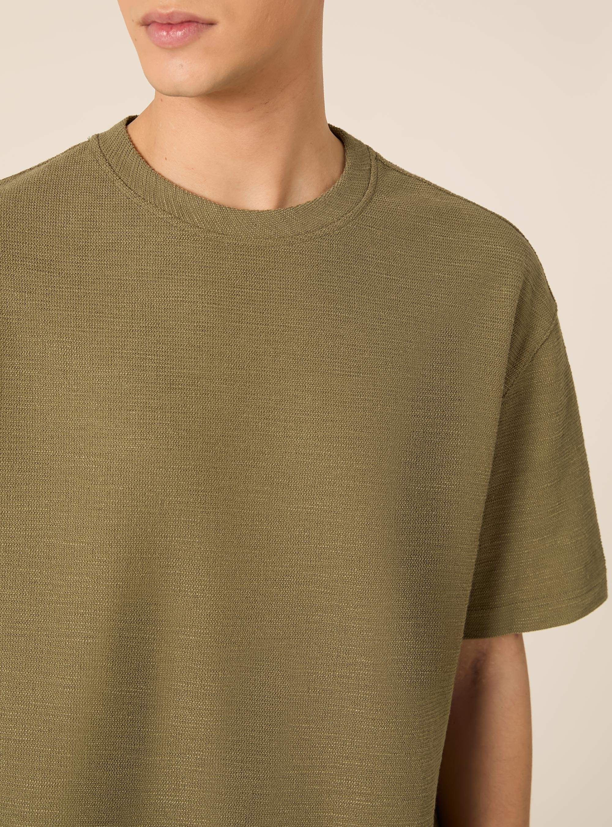 T-shirt en coton textur&eacute;, KY2 KAKY MEDIUM