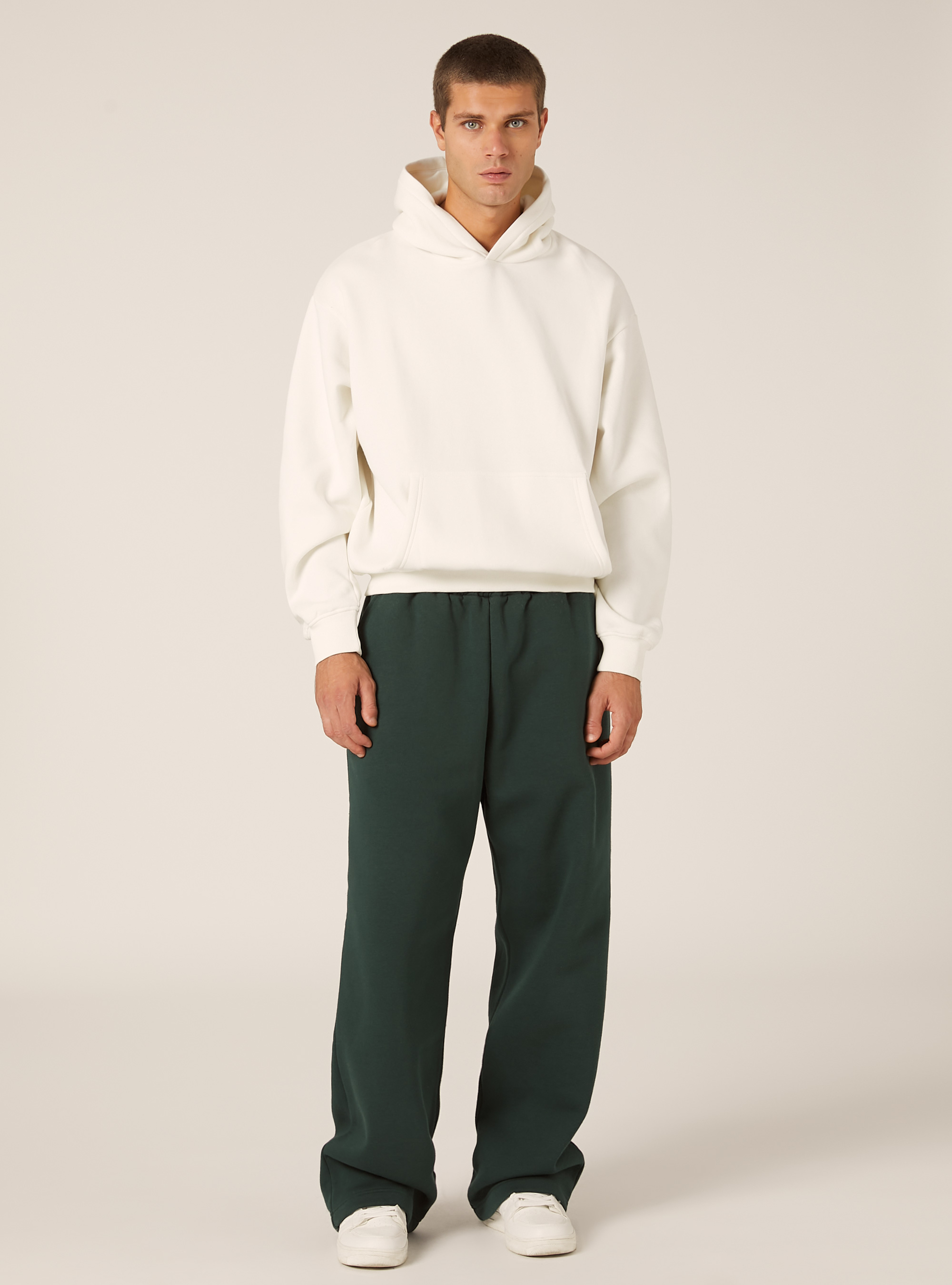 Sweat &agrave; capuche coupe boxy, WH2 WHITE