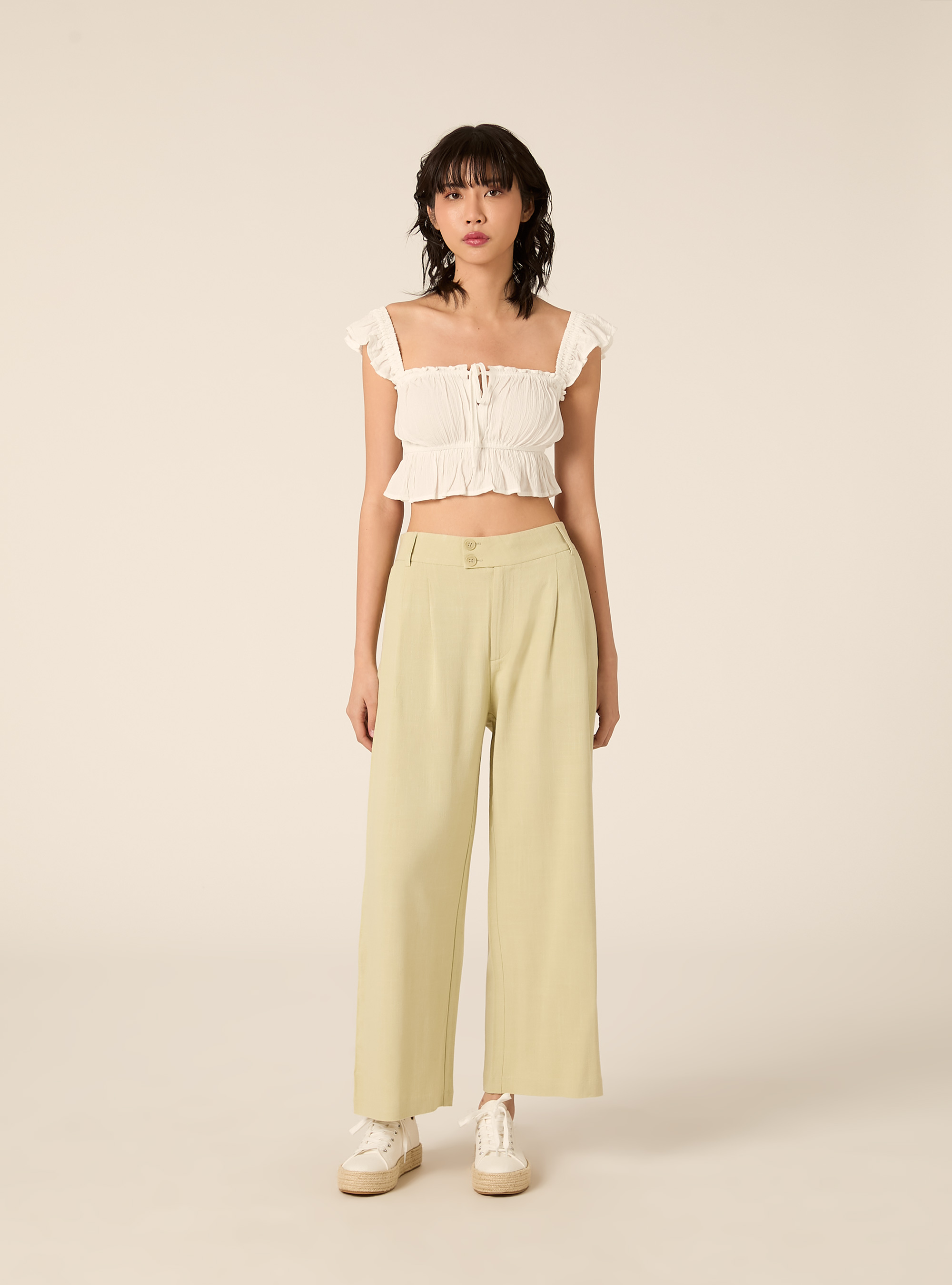 Wide-leg linen-blend pants, KY3 KAKY LIGHT
